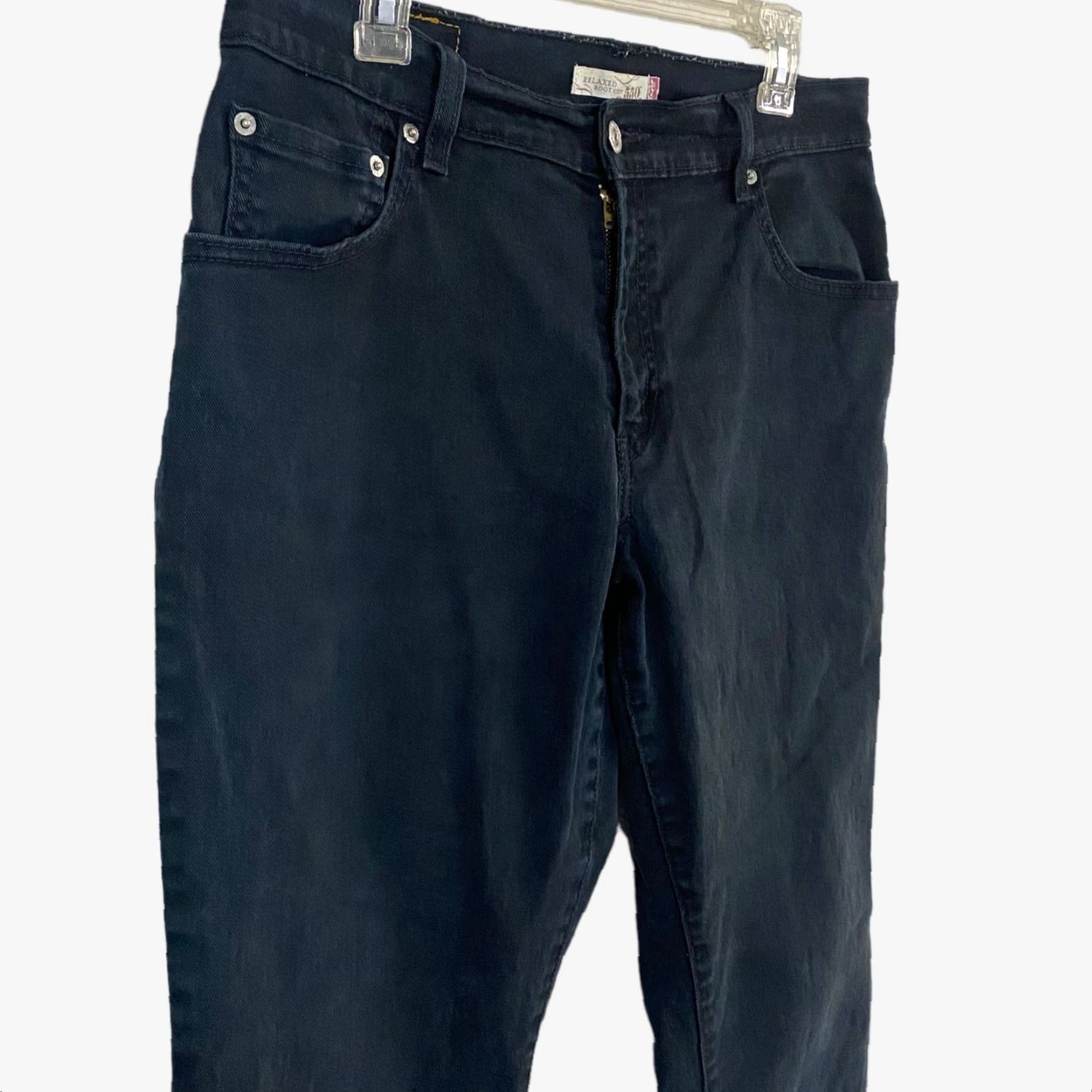 Levi's VINTAGE Levi's Jeans Bootcut 550 Women 12M Black Denim Relaxed Mid Rise 31in Inseam 5-Pocket Pockets Raw Hem Stretch Y2K Size 34" / US 12 / IT 48 - 5 Thumbnail