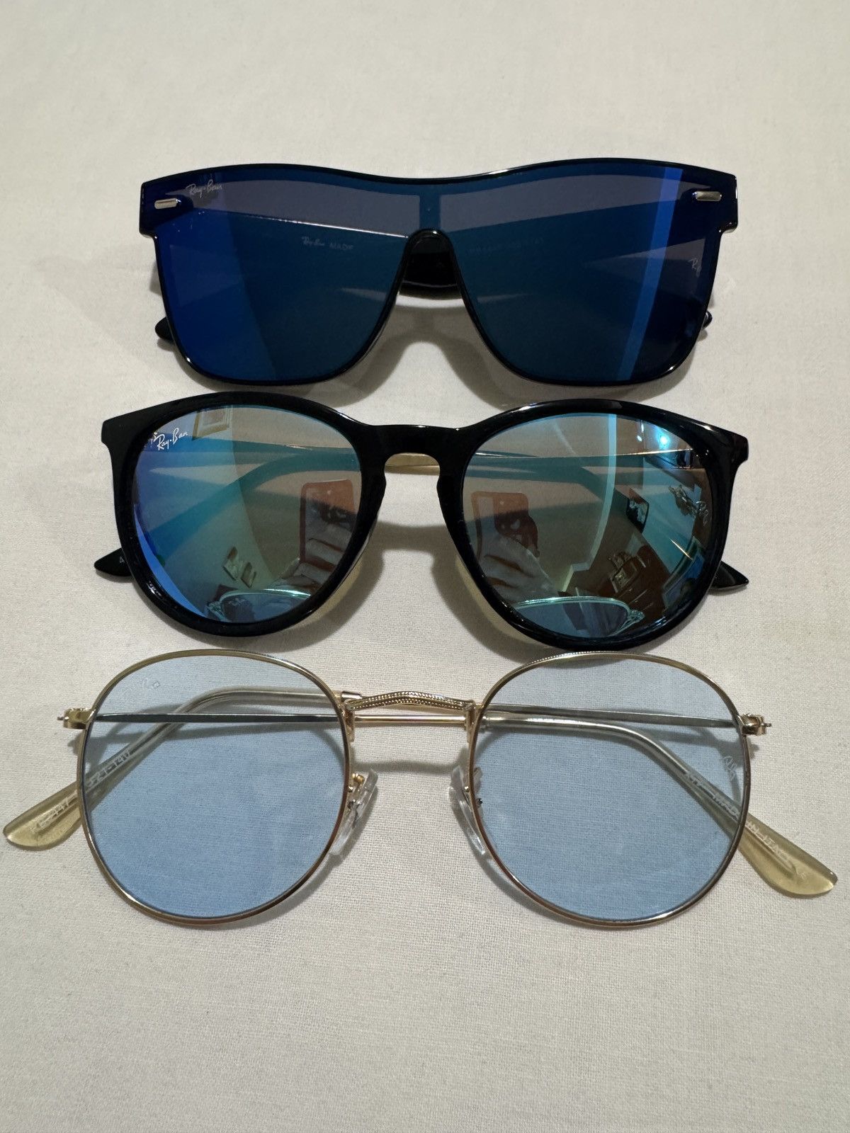 3x vintage RAY-BAN BLUE LENS SUNGLASSES! *Estate Sale Find*