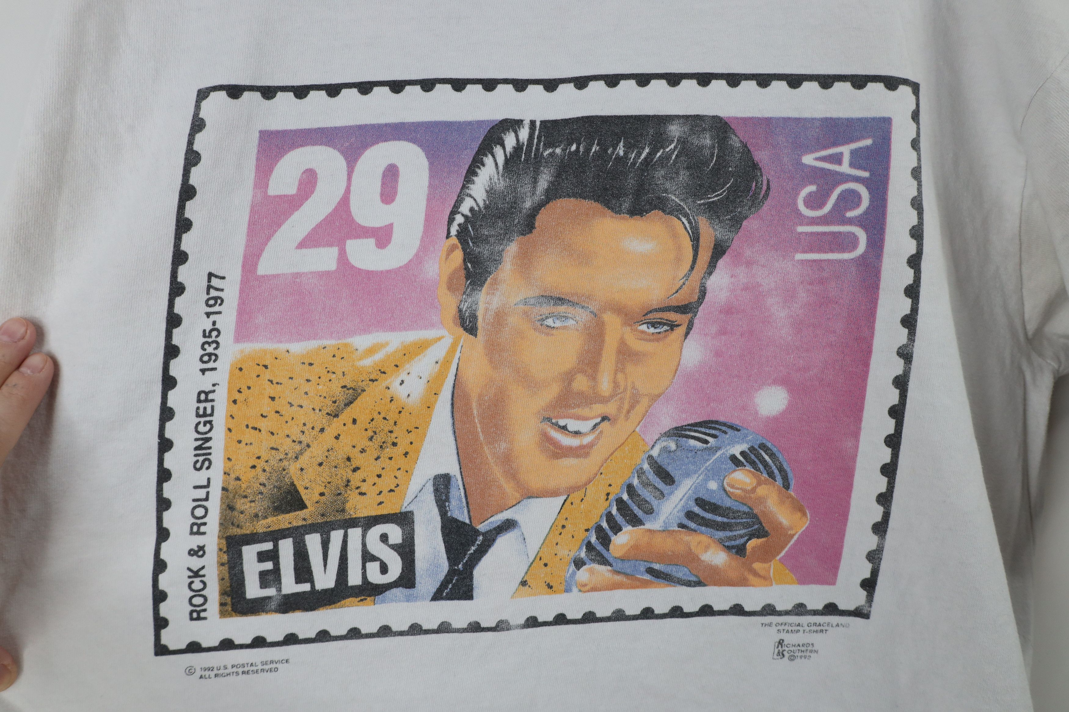 Vintage Vintage 90s Spell Elvis Presley Postage Stamp T-Shirt USA Size US L / EU 52-54 / 3 - 4 Thumbnail