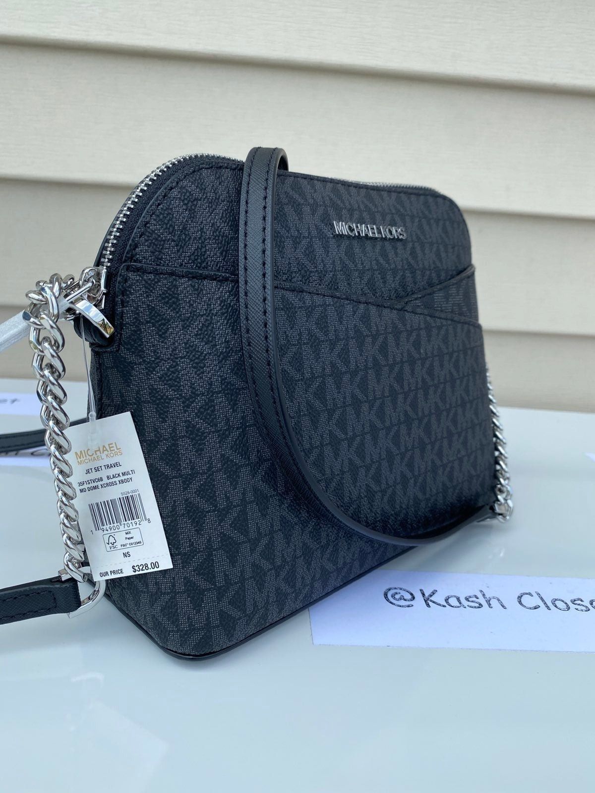 Michael Kors Dome Crossbody Purse Medium Jet Set MK Signatu