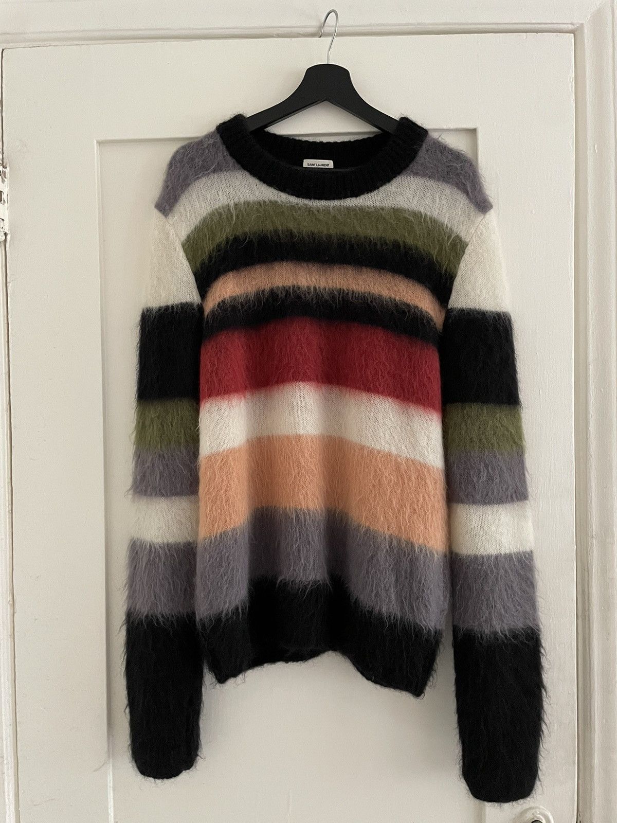 image of Saint Laurent Paris Fw17 Striped Mohair Sweater Xl, Men's