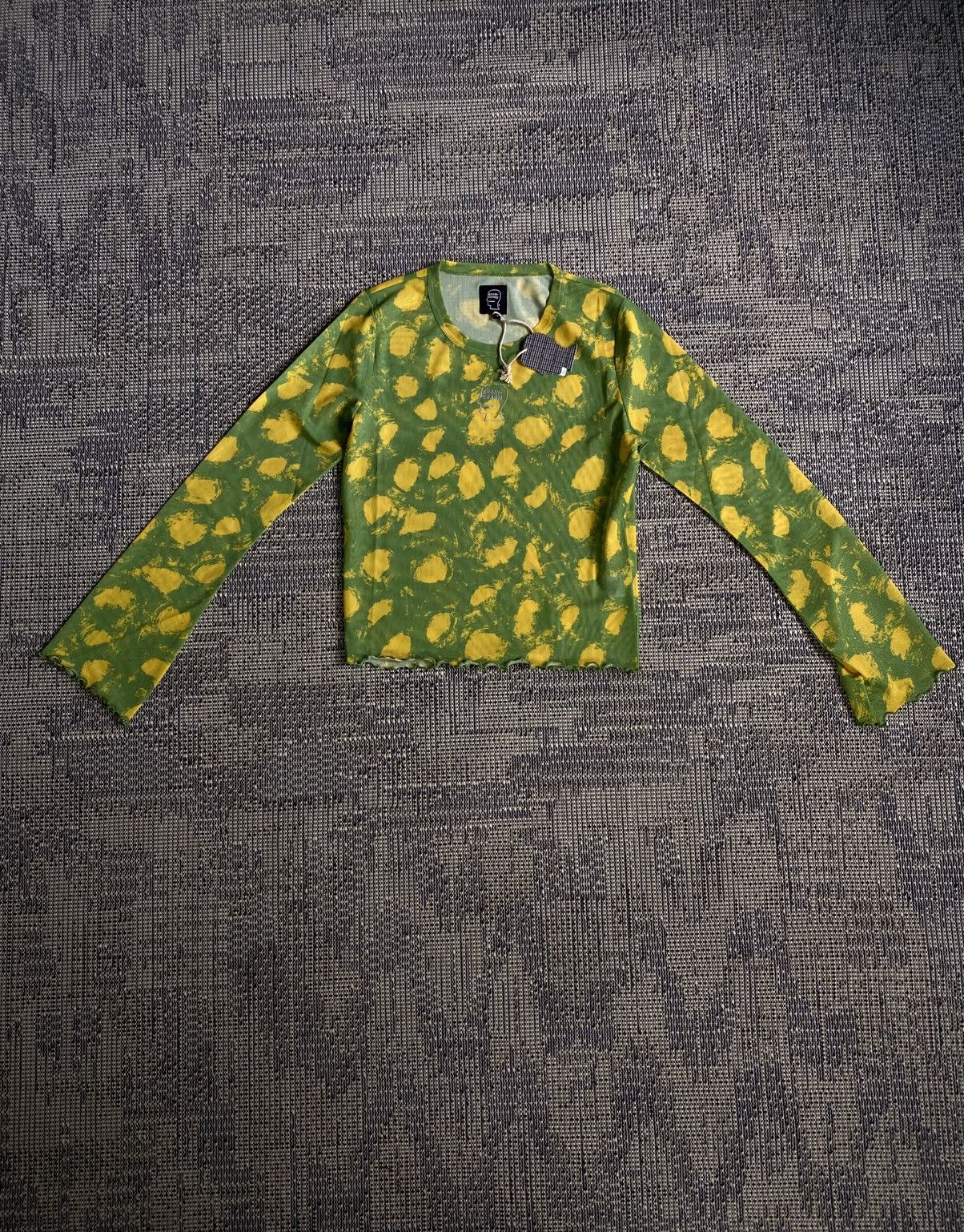 Brain Dead Dot Hyper Mesh Bell Sleeve Top - Lime Y2k Size L / US 10 / IT 46 - 1 Thumbnail
