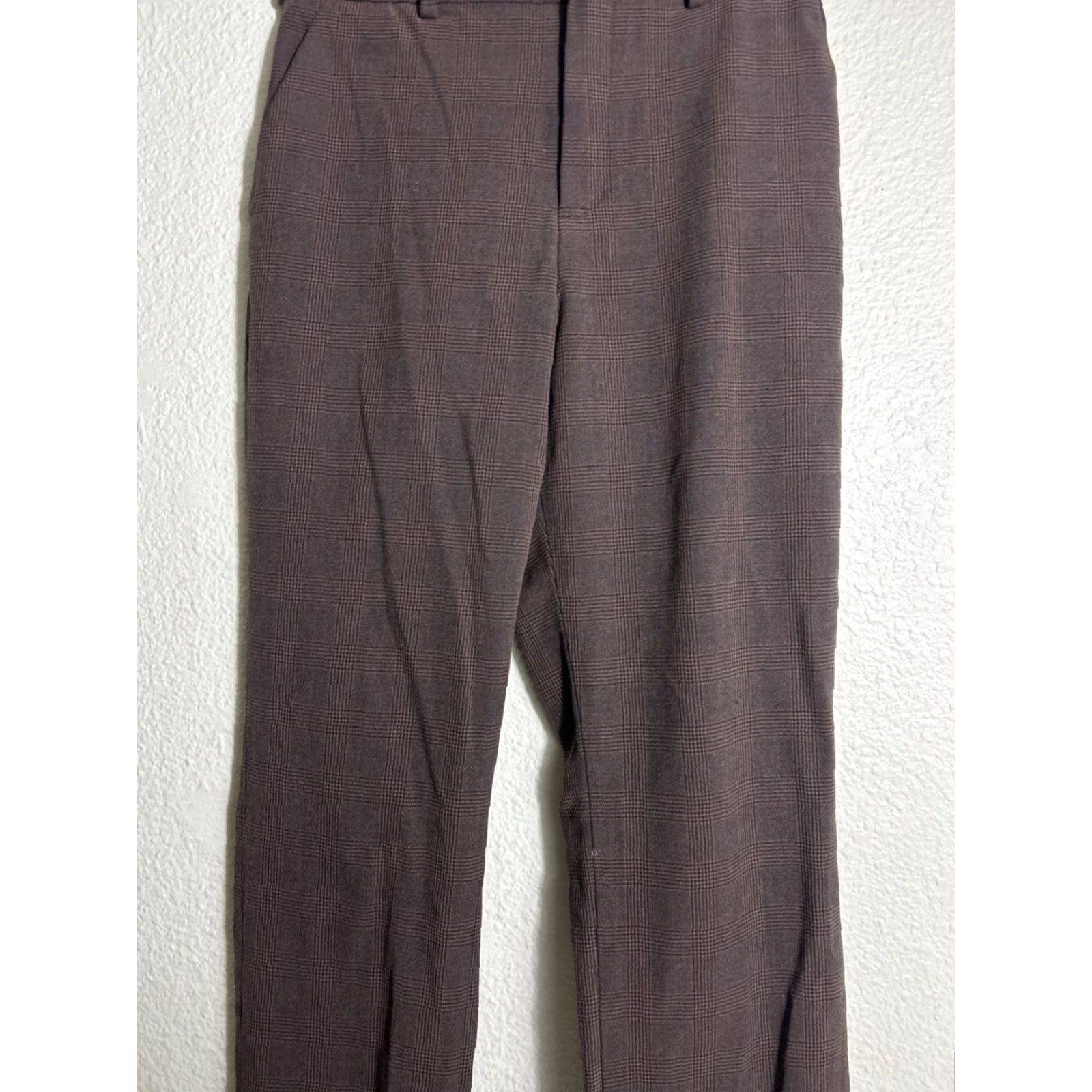 Uniqlo VINTAGE Uniqlo Women's Small Brown Plaid Dress Pants Polyester 27x27 Size 28" / US 6 / IT 42 - 3 Thumbnail