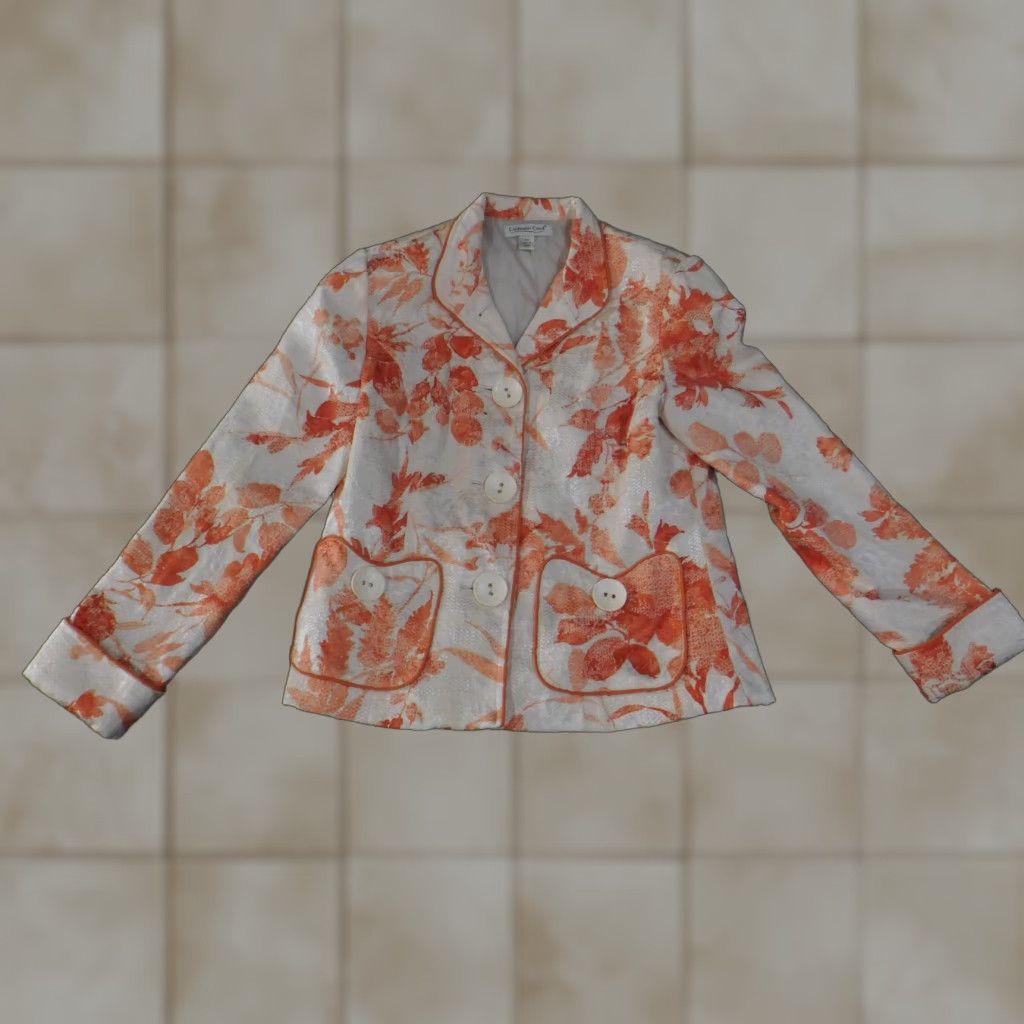 Coldwater Creek Coldwater Creek Blazer Womens Petite 8 White Floral Cotton Blend Button Zipper Tweed Jacket Womens, Blazer, Petite, White, Floral, 8P, Coldwater Creek Size M / US 6-8 / IT 42-44 - 1 Thumbnail