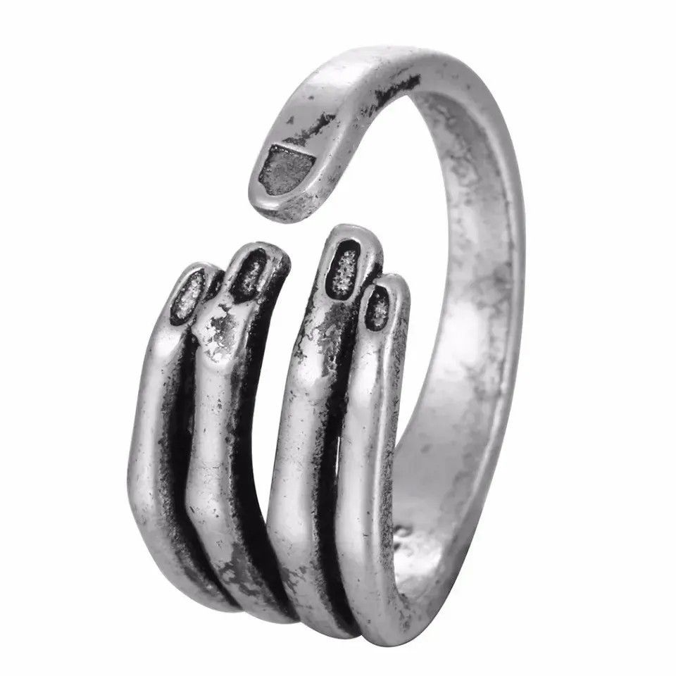 Jewelry × Vintage Hand Finger Ring Art Silver Anatomy Human Jewelry Rings Size ONE SIZE - 1 Thumbnail