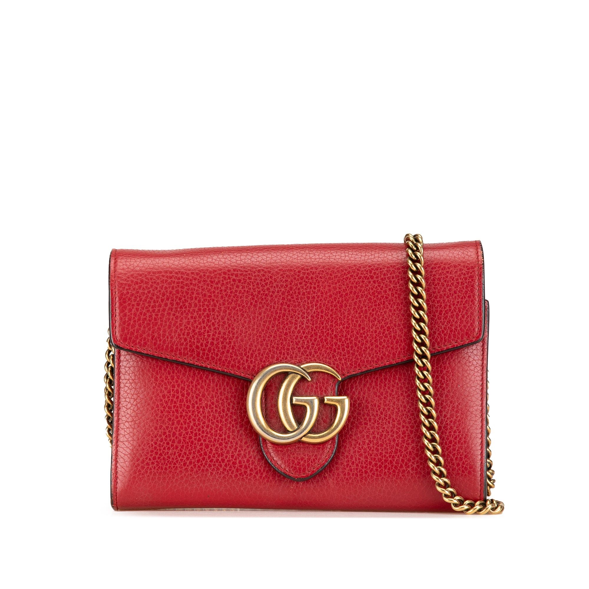 Gucci Gucci GG Marmont Wallet on Chain Red Size ONE SIZE - 1 Thumbnail