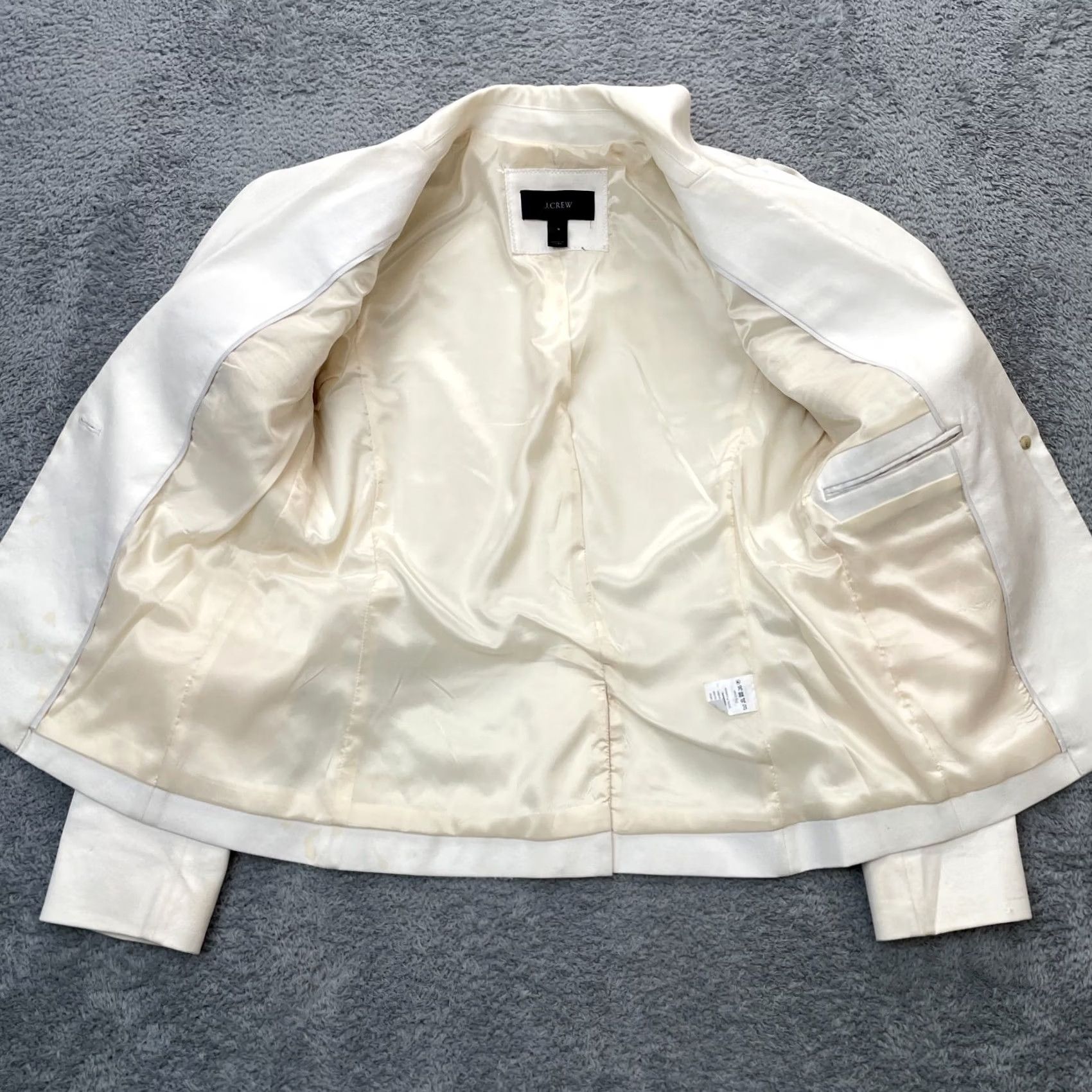 J.Crew J.CREW Blazer Jacket Womens 2 Beige Alexandra Short Notch Lapel Lined Cotton Stretch Formal Tailored Size XS / US 0-2 / IT 36-38 - 3 Thumbnail