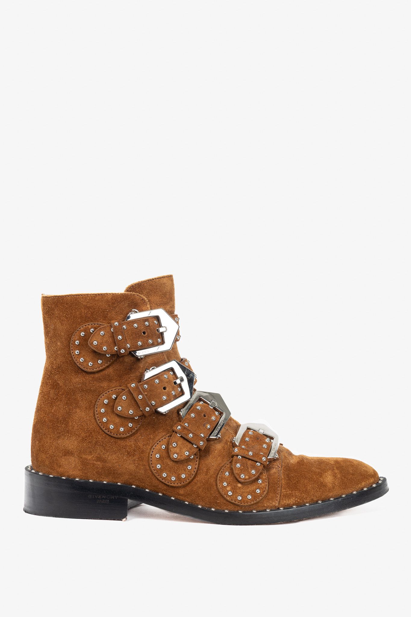 Givenchy Givenchy Elegant Prue Brown Suede Studded Buckle Ankle Boots Size US 6 / IT 36 - 1 Thumbnail