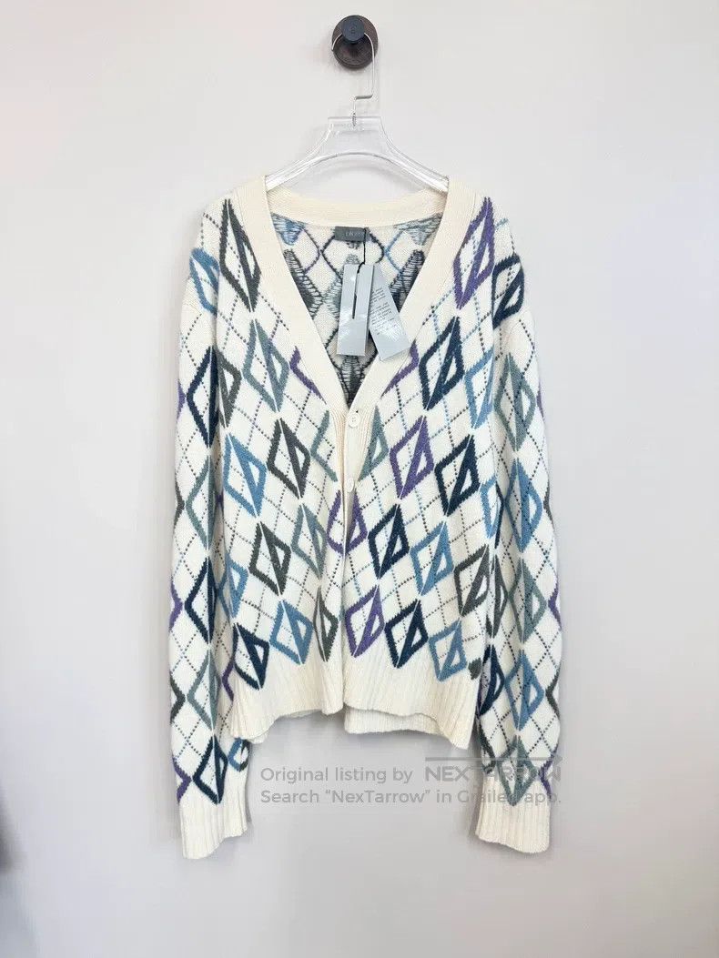 Dior Dior White CD diamond logo jacquard knitted cardigan jacke Size US L / EU 52-54 / 3 - 1 Thumbnail