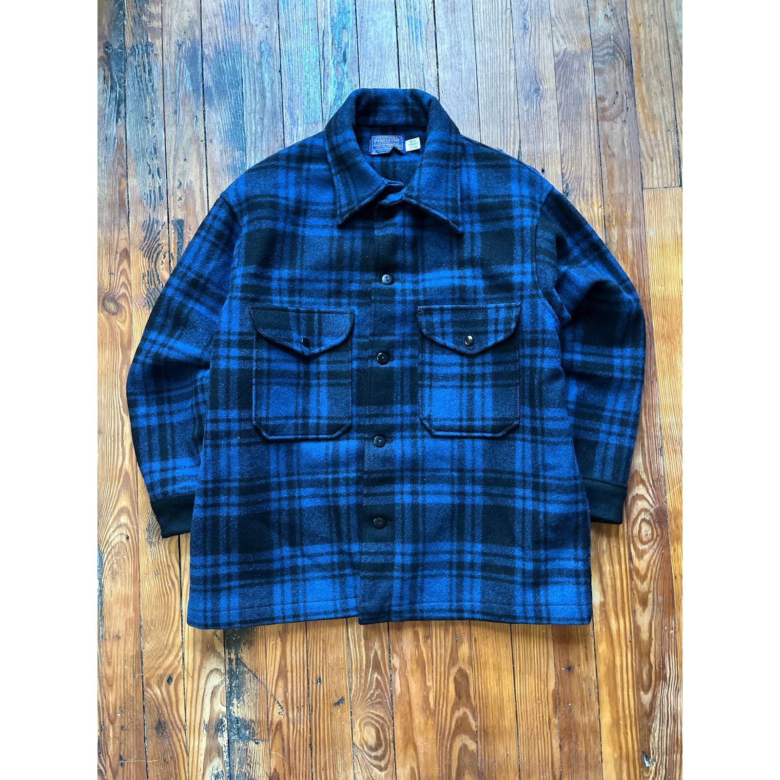 image of Vintage Pendleton Plaid Wool Shirt Jacket - XL in Blue, Men's