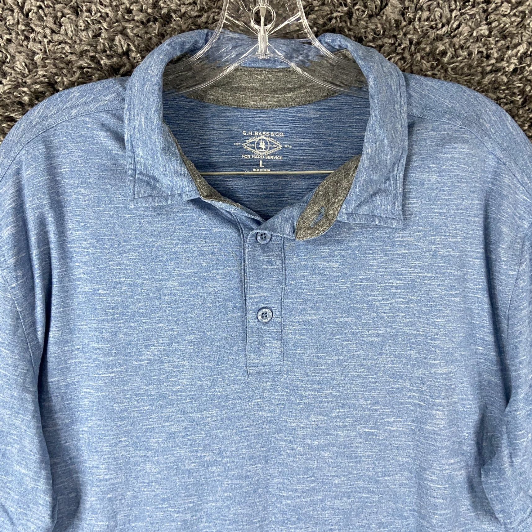 Vintage VINTAGE G.H. BASS & CO Polo Shirt Men L Short Sleeve Heathered Blue Size L Mens Ideal For Everyday Wear Size US L / EU 52-54 / 3 - 5 Thumbnail