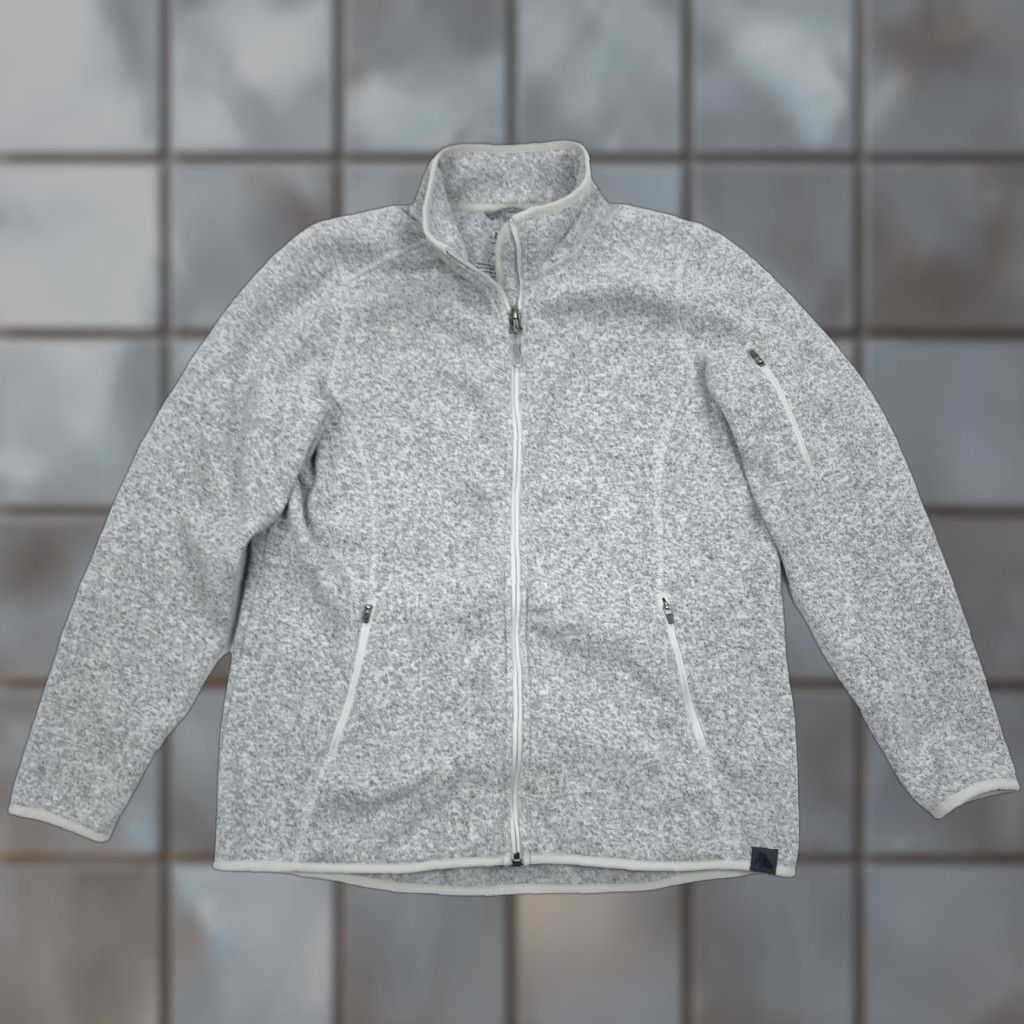 Vintage L.L.Bean Women's L Regular Gray Heathered Full Zip Fleece Jacket Outdoor Jacket Zip Pockets Stand-Up Collar 279684 Size L / US 10 / IT 46 - 1 Thumbnail