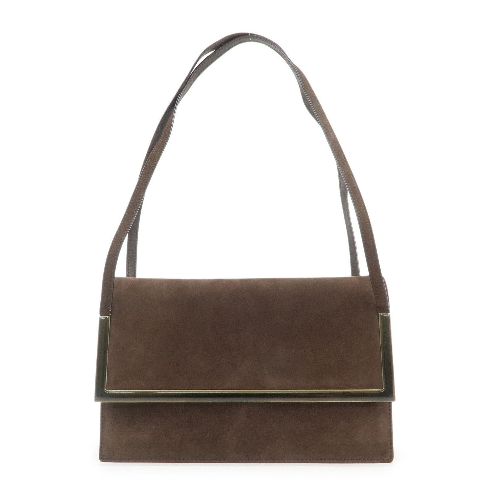 Salvatore Ferragamo Ferragamo Suede Shoulder Bag Brown Size ONE SIZE - 1 Thumbnail