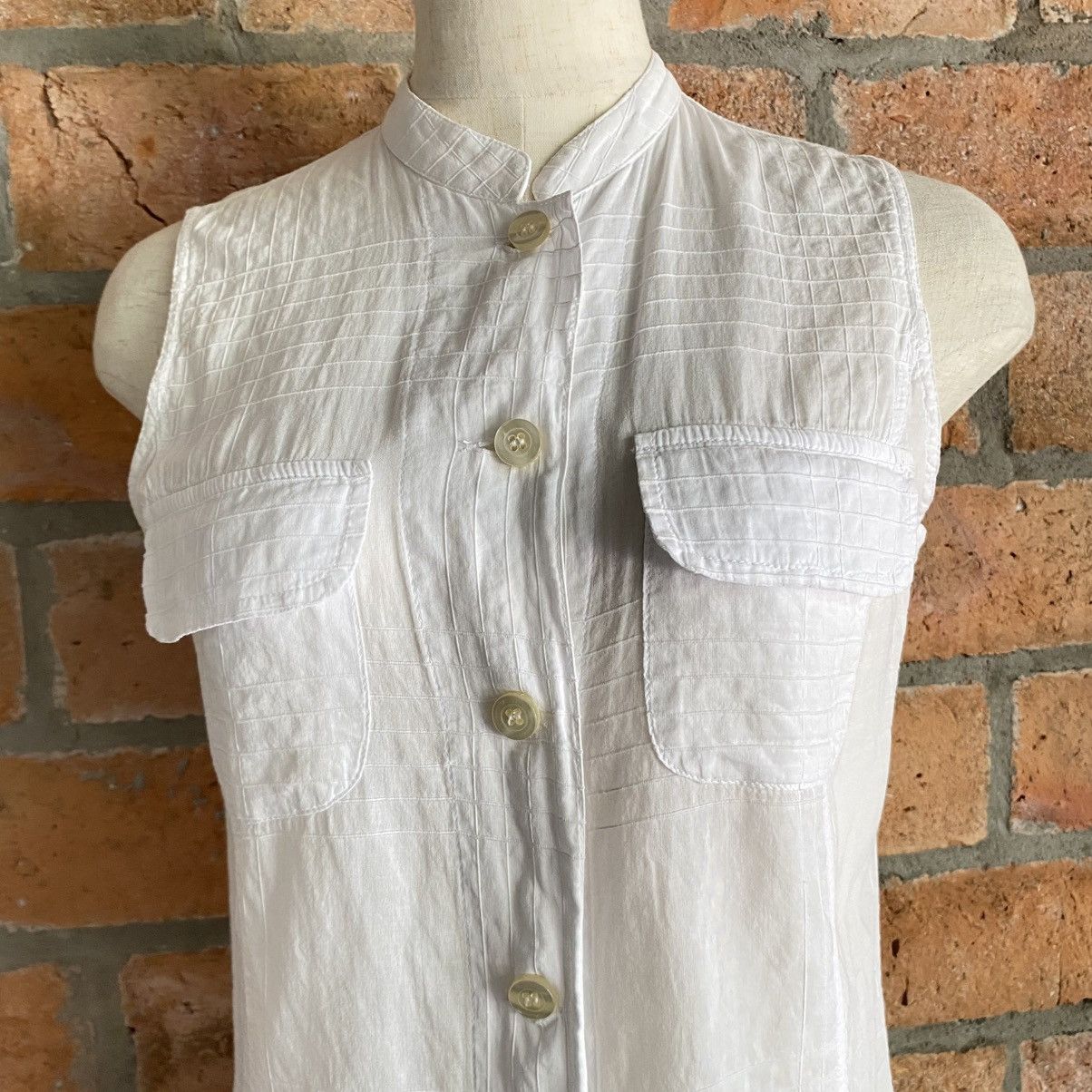 Armani ARMANI JEANS White Sleeveless Mandarin Collar Top Size S / US 4 / IT 40 - 14 Thumbnail