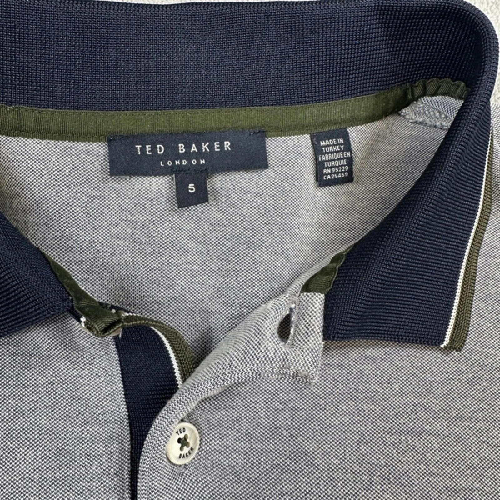 Ted Baker Ted Baker London Polo Shirt Men's XL 5 Heather Gray Trim Size US XL / EU 56 / 4 - 3 Thumbnail