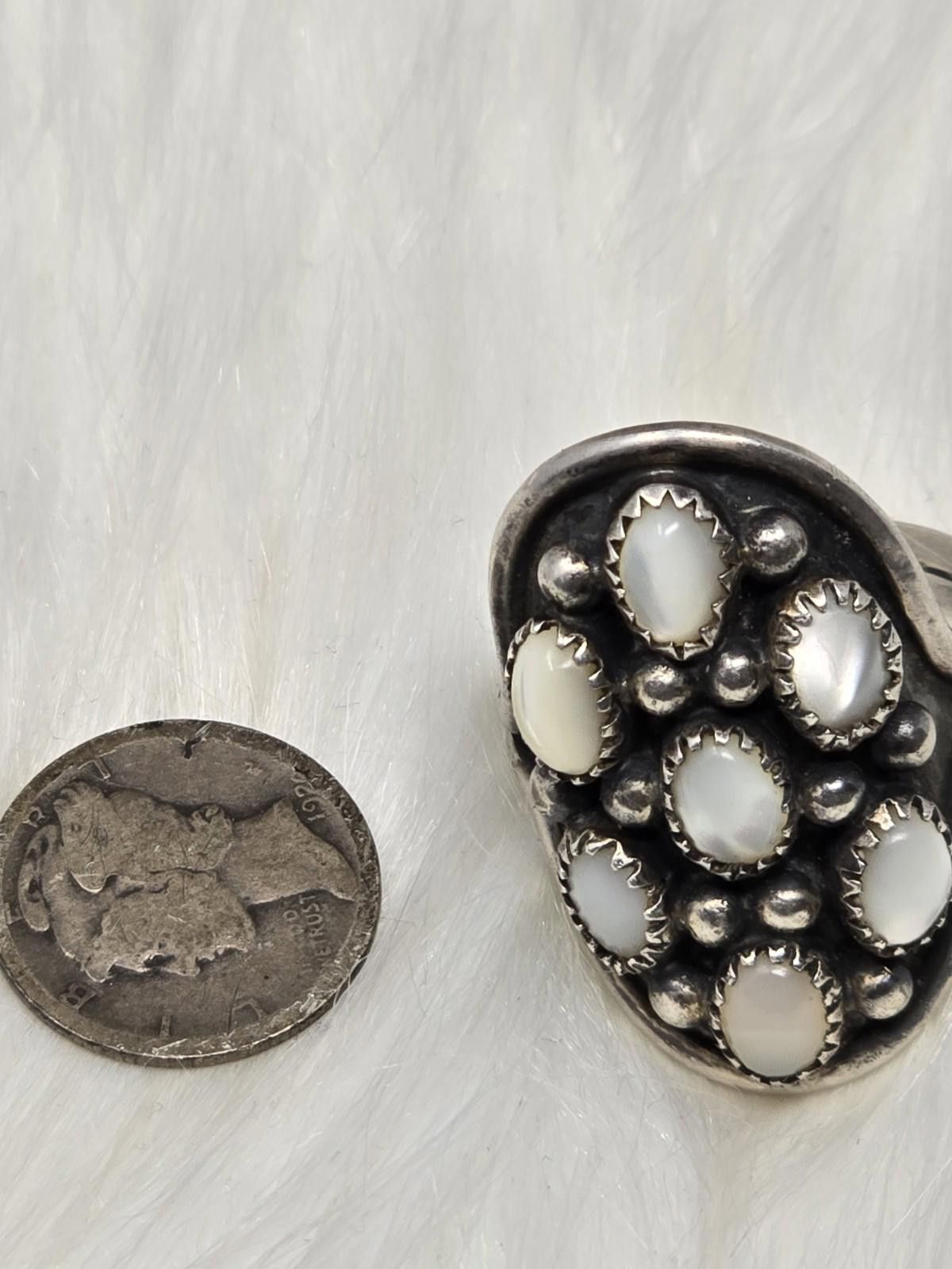 Other Native American DR 925 Silver Moonstone Cluster Ring 11.5 Size ONE SIZE - 5 Thumbnail