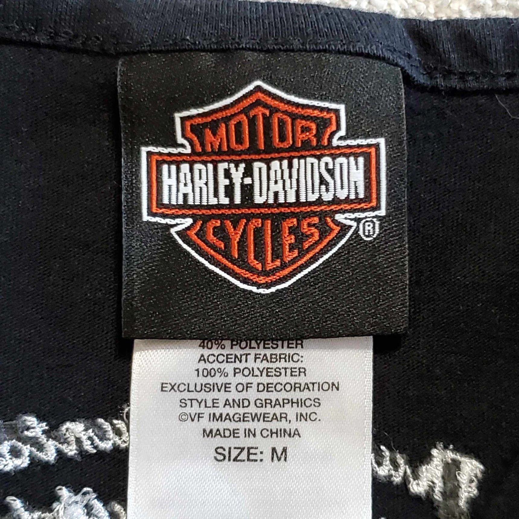 Harley Davidson VINTAGE Harley-Davidson Womens Long Sleeve Lace Shirt Black M Adult Womens Shirt Lace 90s Loveland CO Size M / US 6-8 / IT 42-44 - 3 Thumbnail