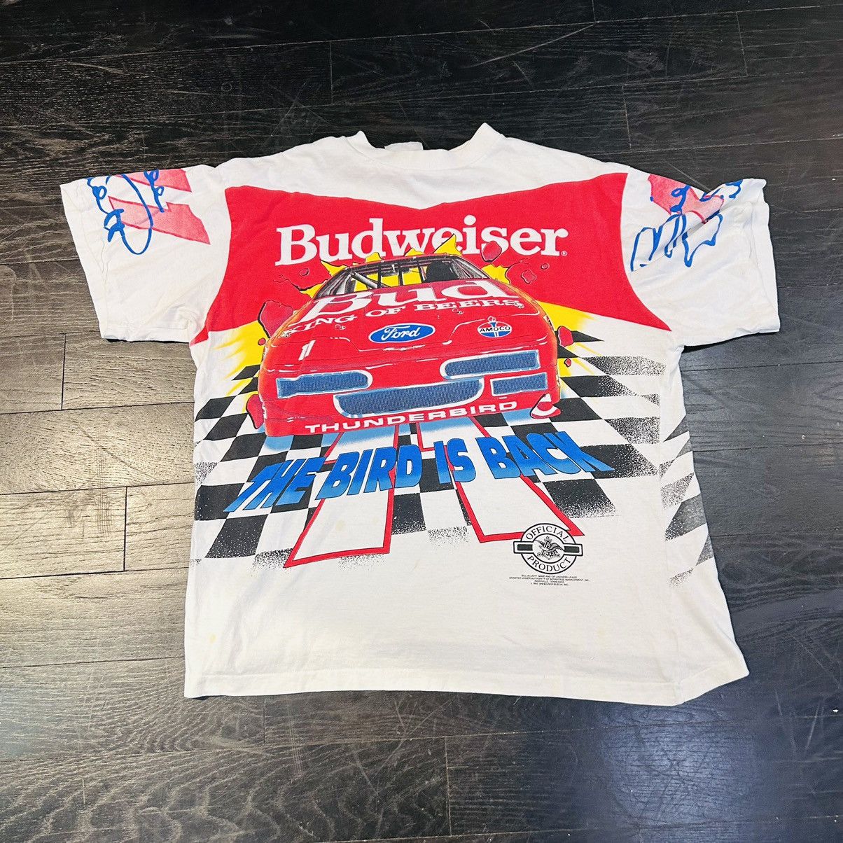 Vintage Vintage 1992 Bill Elliot BudWeiser King of Beers AOP Tshirt ...