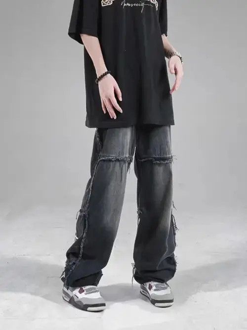 Japanese Brand × Jean Street Hip Hop Black Gradient Wide Leg Jeans Size US 32 / EU 48 - 3 Thumbnail