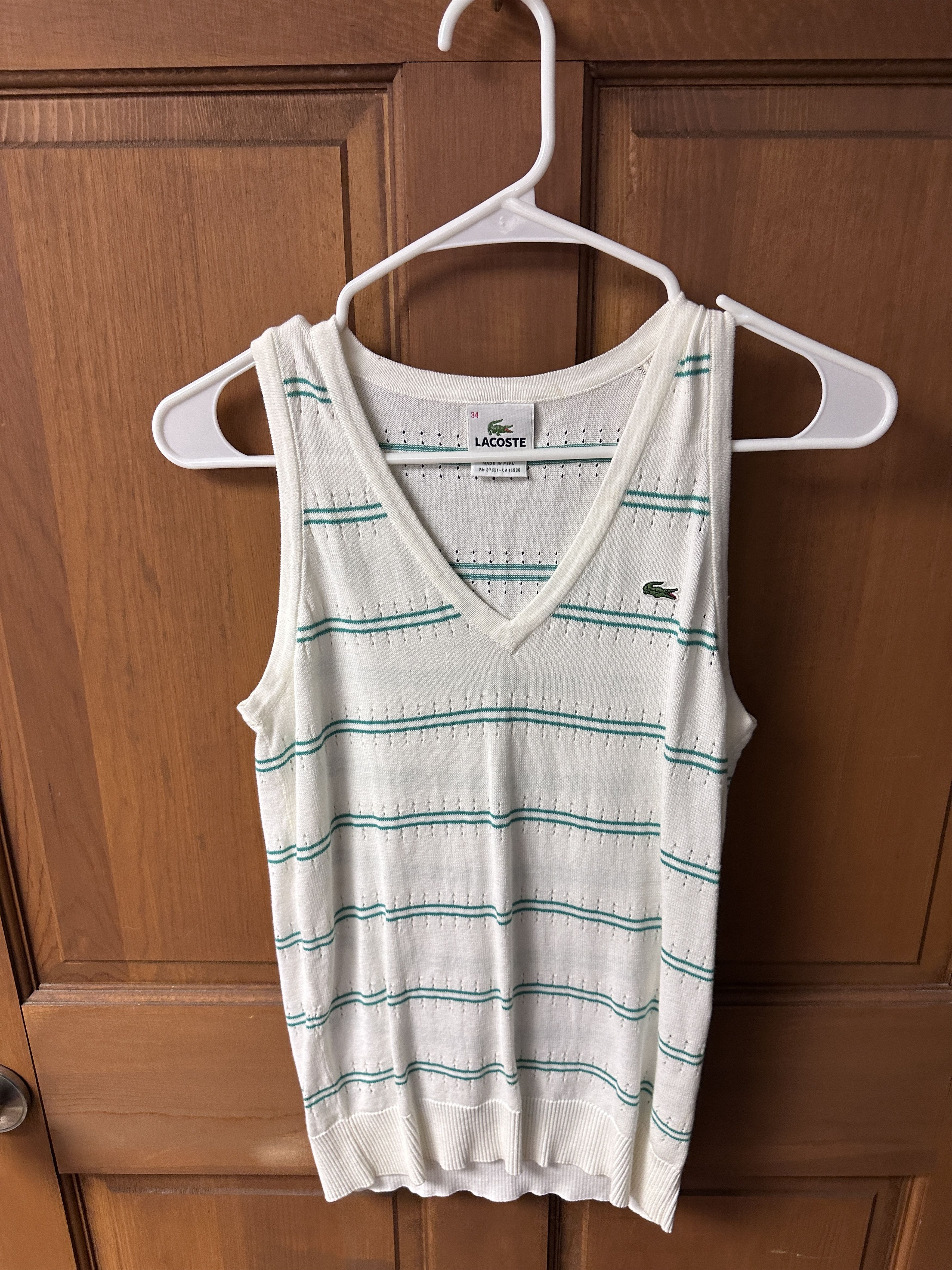 Lacoste Lacoste Women's White and Green Top Size 34 Size XS / US 0-2 / IT 36-38 - 1 Thumbnail