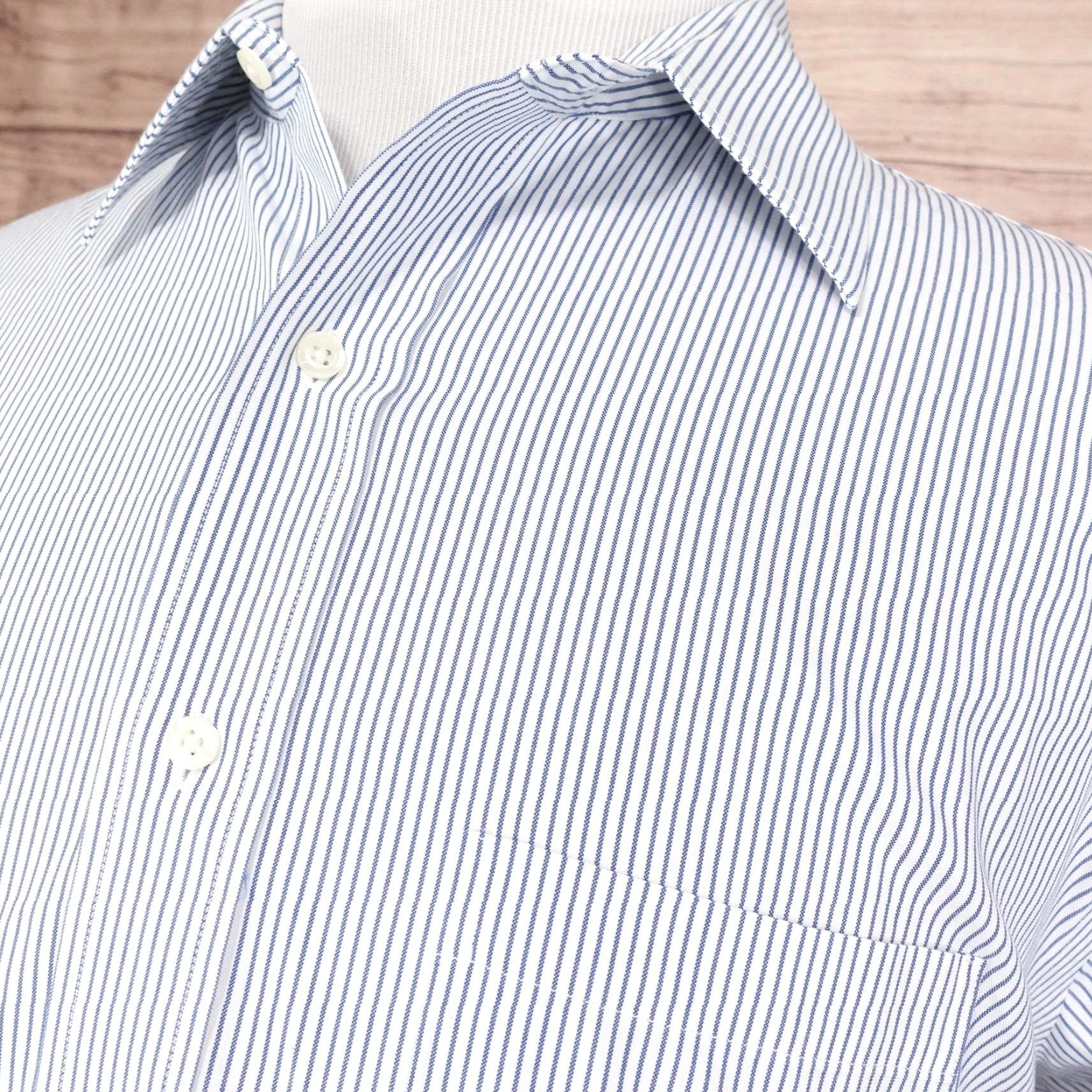Brooks Brothers Brooks Brothers Dress Shirt Mens XL 17-4/5 Blue White Striped Regent Non-Iron Cotton Size US XL / EU 56 / 4 - 2 Thumbnail