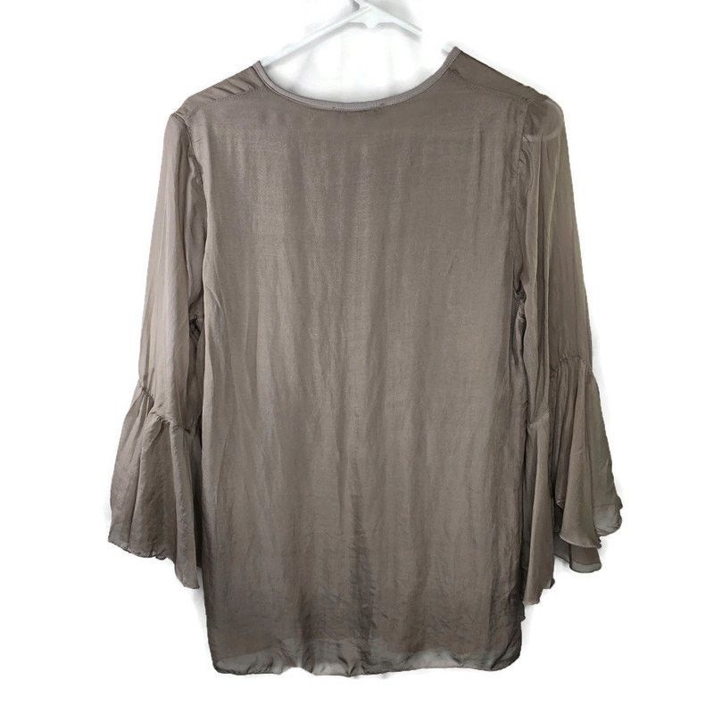 Other Giulia Italian Silk Beige Taupe Tie Front Boho Top Medium Size M / US 6-8 / IT 42-44 - 9 Thumbnail