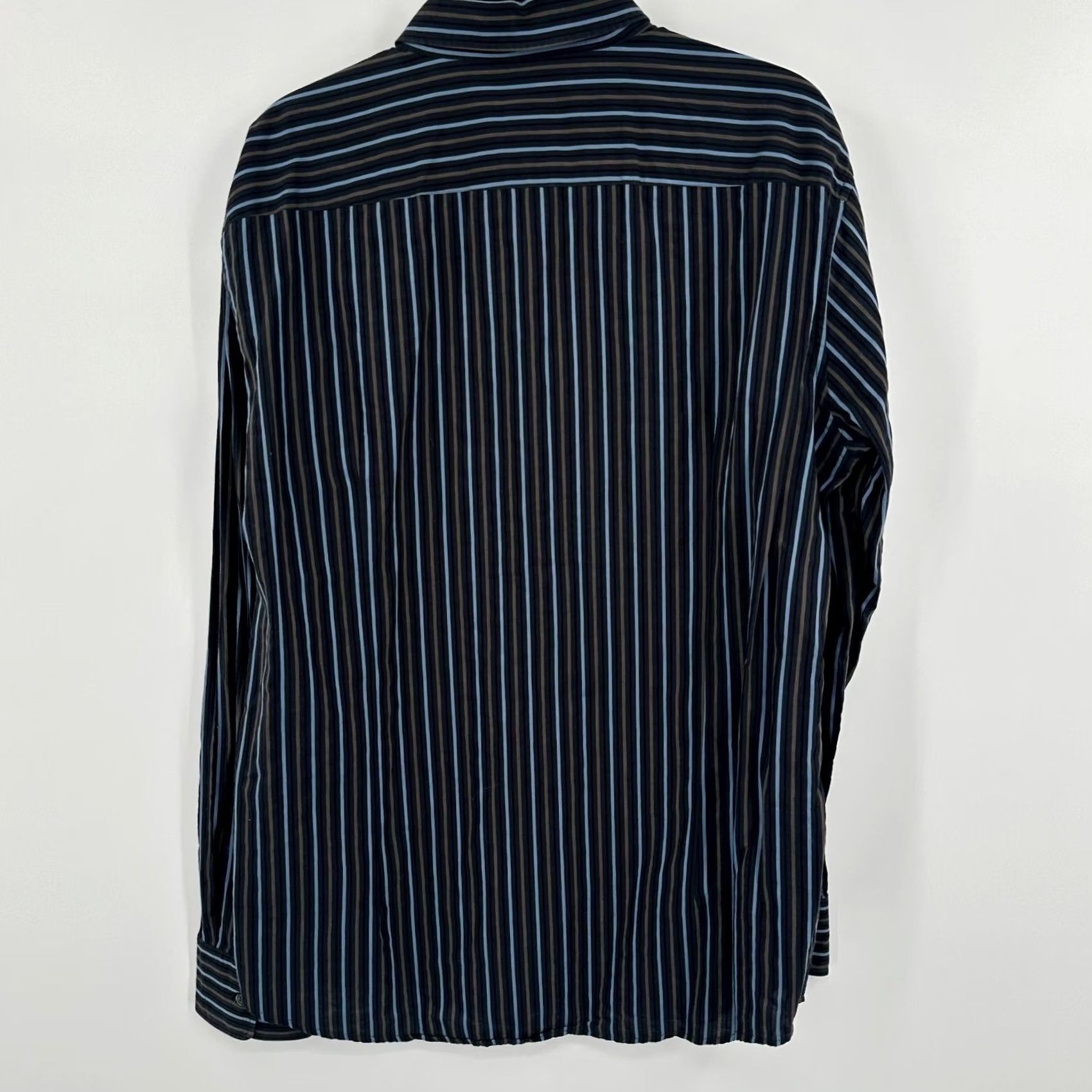 Hugo Boss HUGO BOSS Slim Fit Shirt Men XL Blue Brown Striped Button-Down Italy Long Sleeve Dress Shirt Size US XL / EU 56 / 4 - 7 Thumbnail