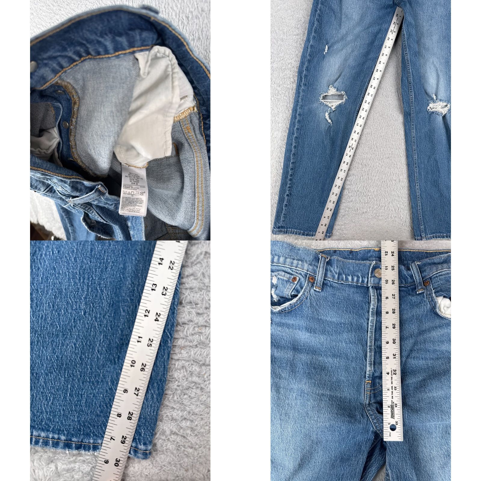 Gap Gap Jeans Womens 14 Blue Denim Distressed Straight High Rise Cotton 32x30 90s Womens Size 36" / US 14 / IT 50 - 8 Thumbnail