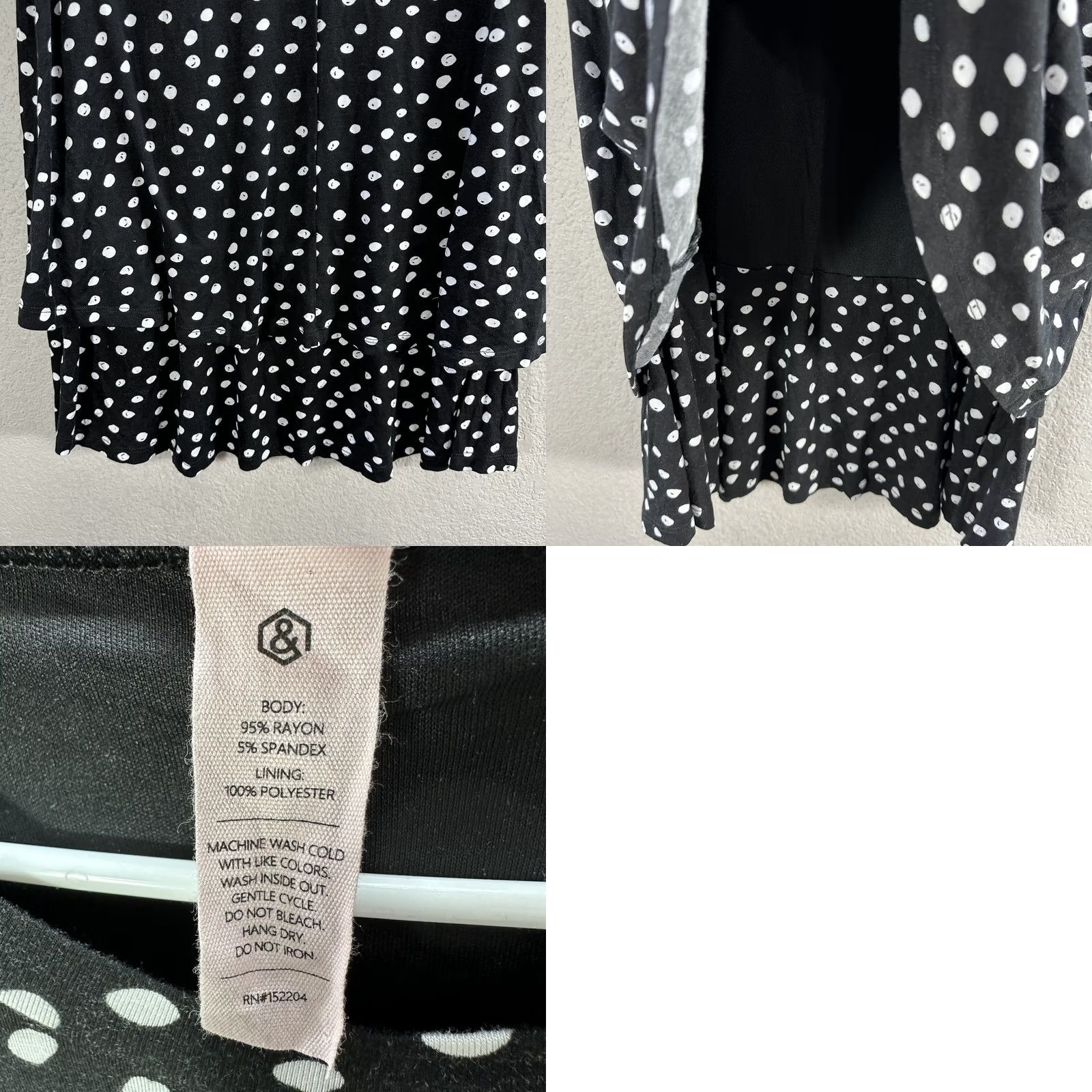 Vintage Agnes & Dora Women's Dress Polka Dot Short Sleeve Layered Mini Sz S Black White Dress Size 28" / US 6 / IT 42 - 8 Thumbnail