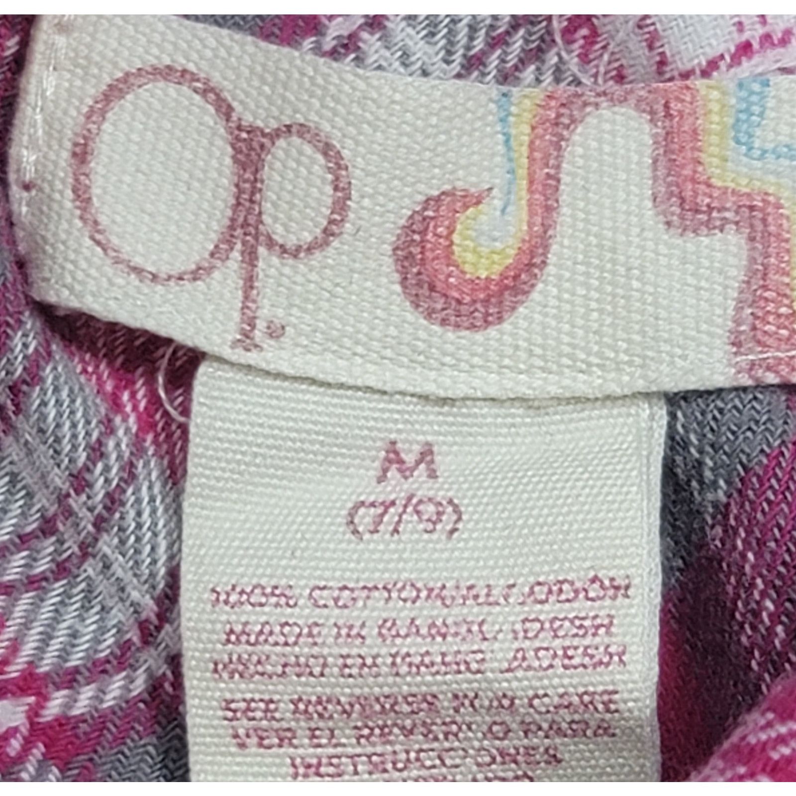 Other OP Pink Plaid Button Up Flannel Top Juniors 7 9 Lightweight Size M / US 6-8 / IT 42-44 - 4 Thumbnail