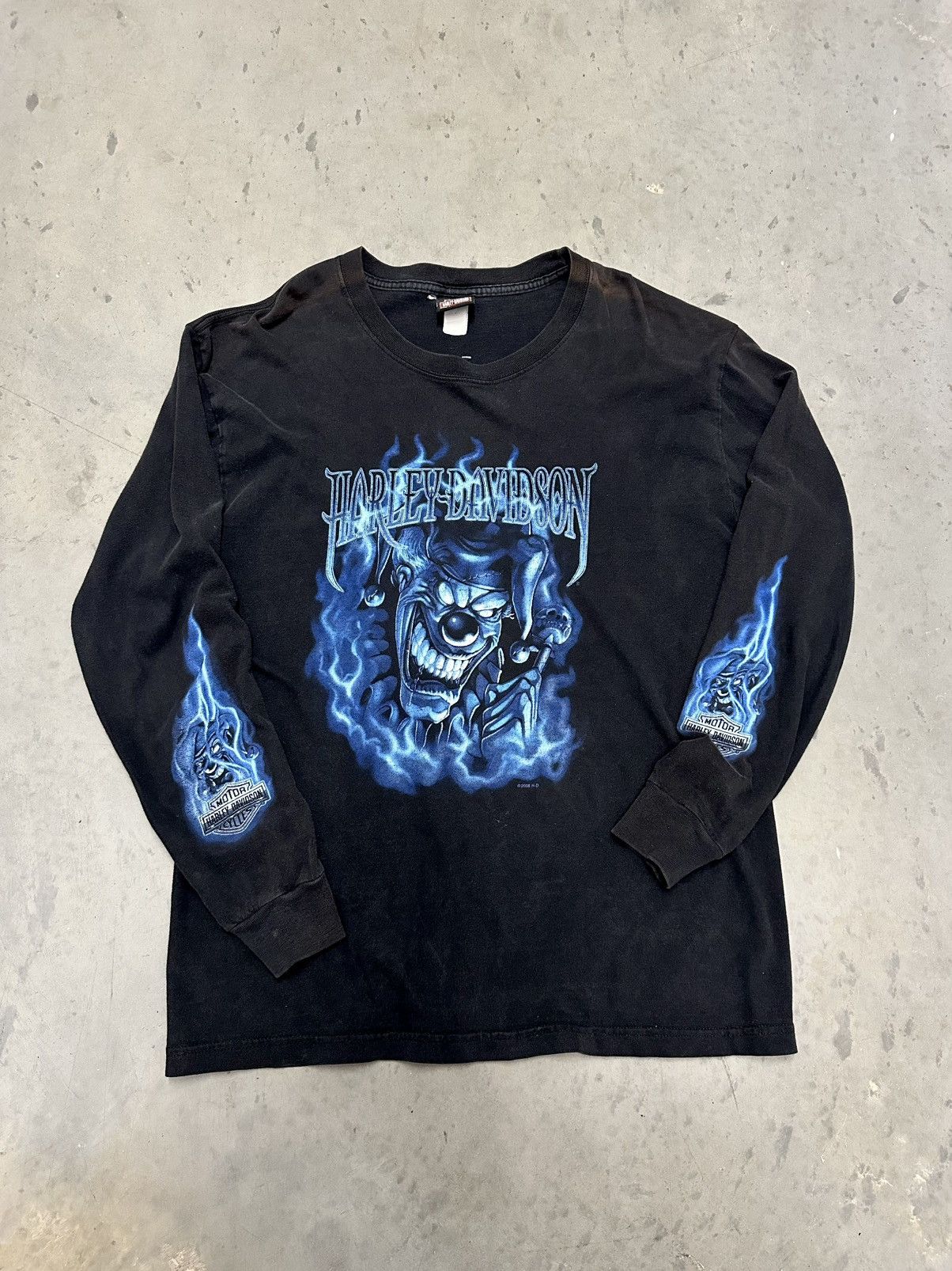 Harley Davidson blue flame LS 80s tシャツ
