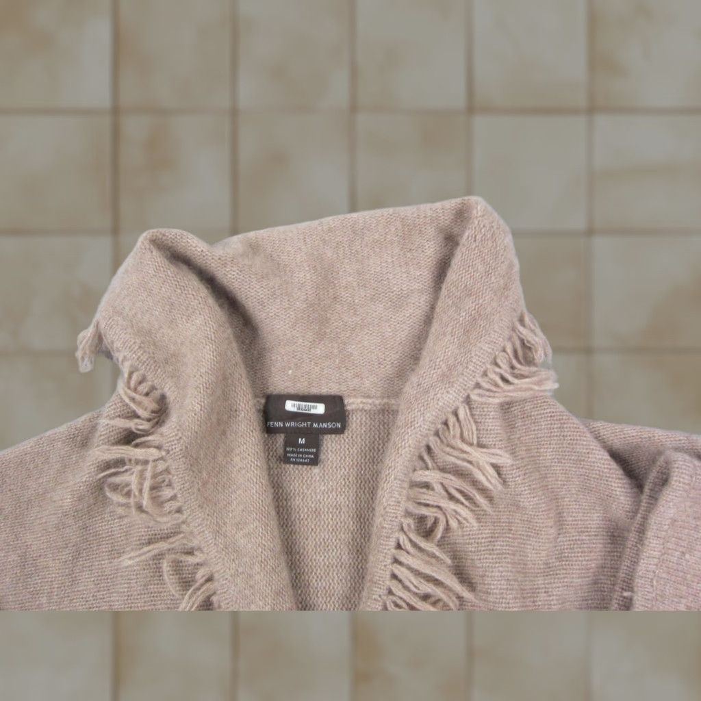 Vintage Fenn Wright Manson Cardigan Womens M Brown 100% Cashmere Open Fringe Knit Long Sleeve Classic Style 90s City Vintage: No Womens Size M / US 6-8 / IT 42-44 - 1 Thumbnail