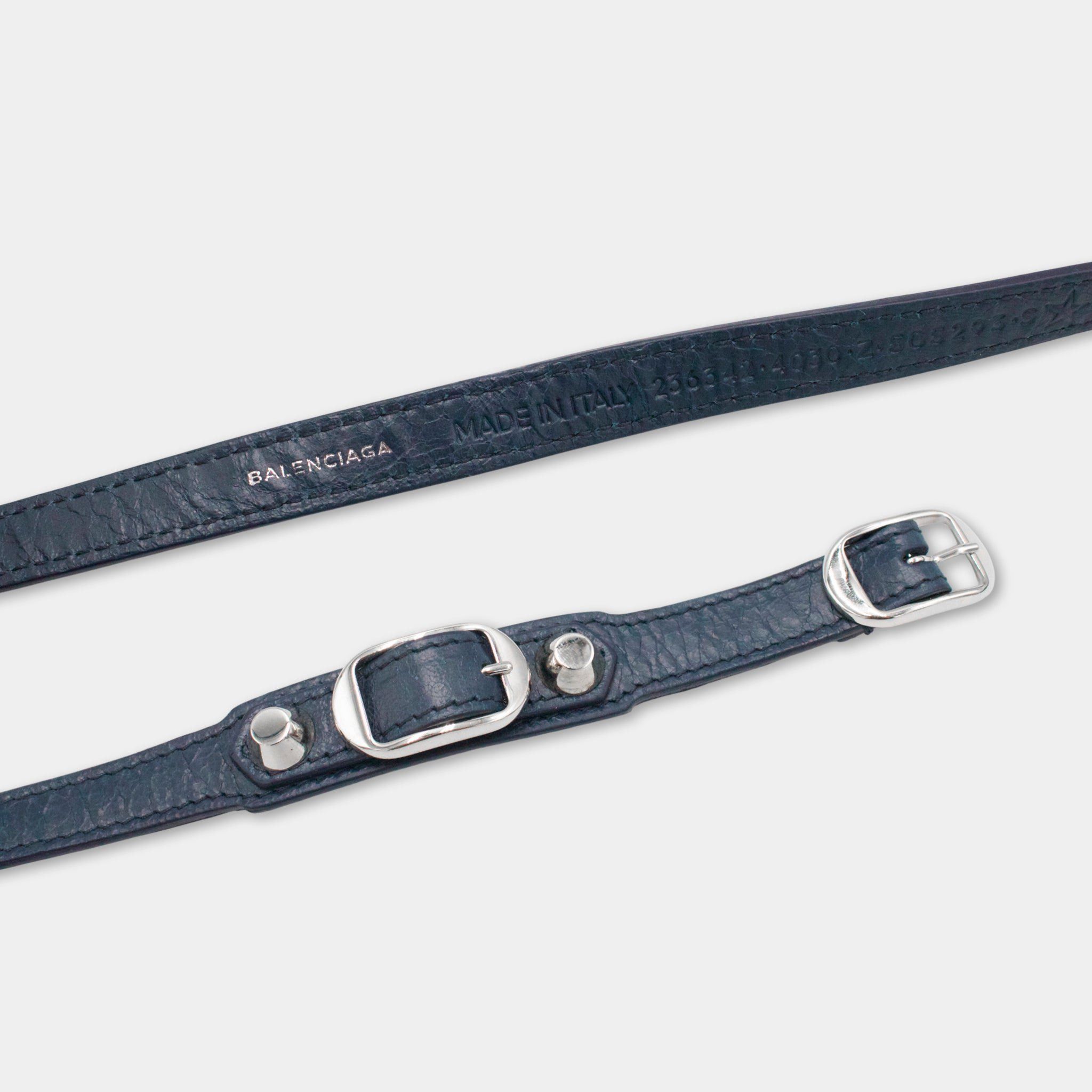 Balenciaga Balenciaga City Navy Studded Leather Bracelet Size ONE SIZE - 3 Thumbnail