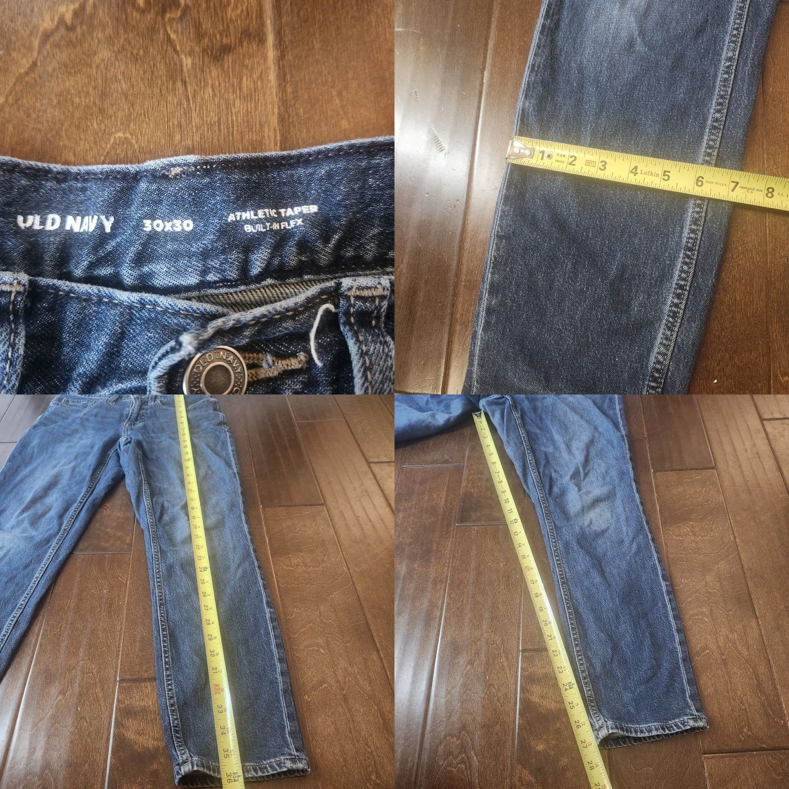 Old Navy VINTAGE Old Navy Athletic Taper Built In Flex Jeans Mens 30x30 Dark Wash Denim Size US 30 / EU 46 - 8 Thumbnail