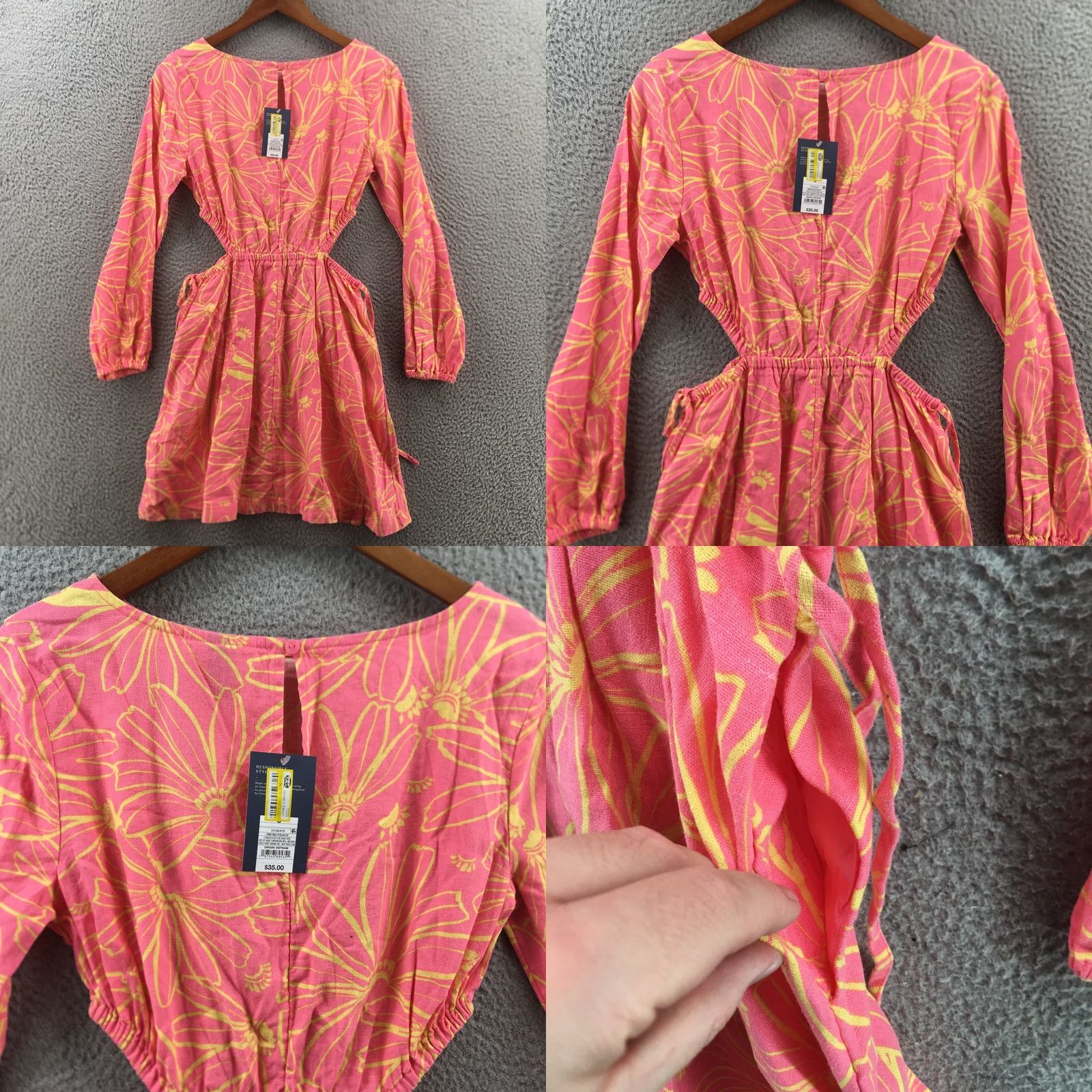 Vintage Universal Thread Cut Out A-Line Dress Womens S Pink Balloon Long Sleeve NEW Size S / US 4 / IT 40 - 8 Thumbnail