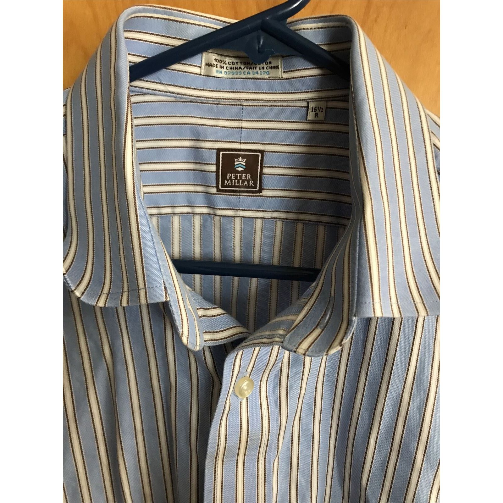 Peter Millar Peter Millar Men’s 16.5 Blue Striped LS Button Down Shirt Size US XL / EU 56 / 4 - 8 Thumbnail