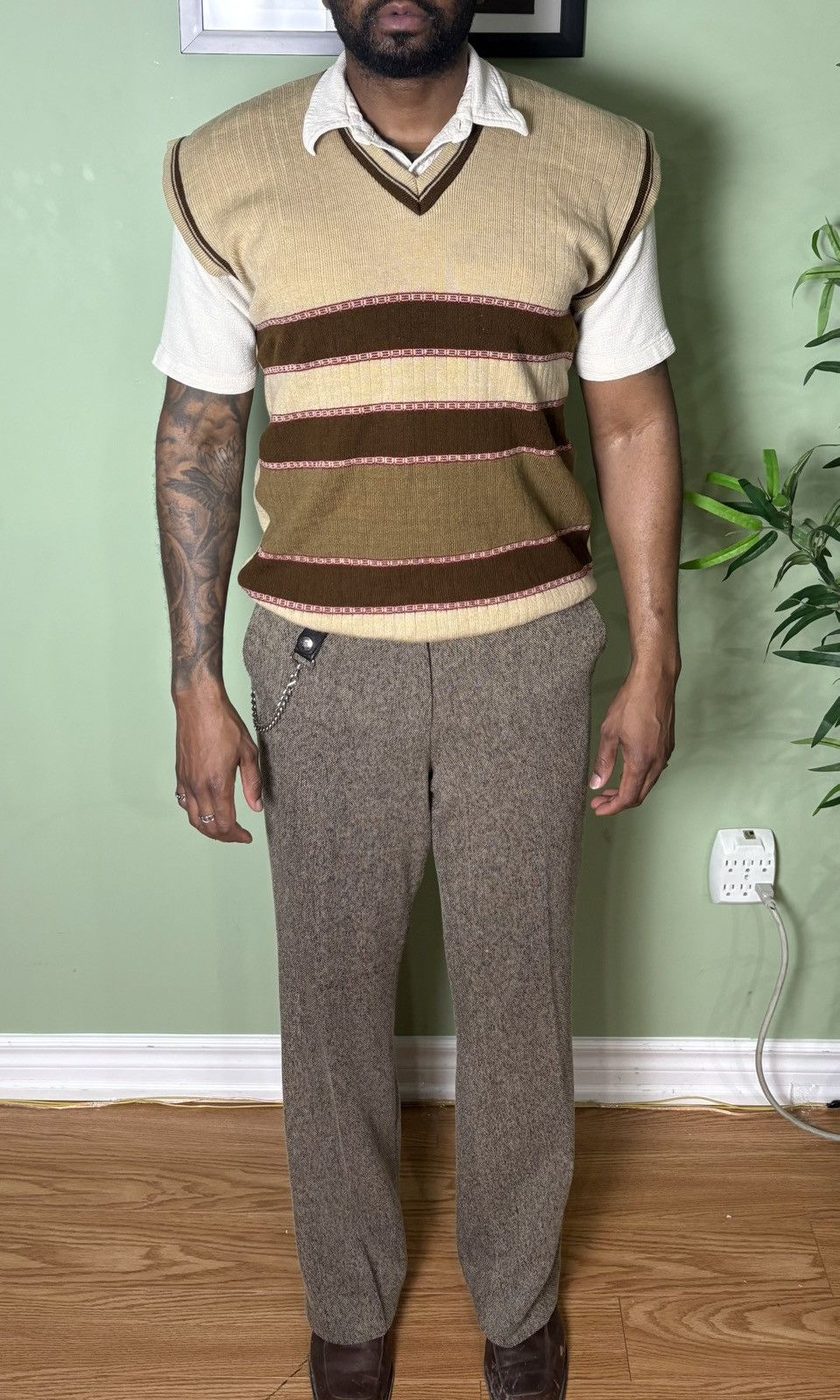 Vintage Vintage Beige Sweater Vest Size US L / EU 52-54 / 3 - 2 Thumbnail