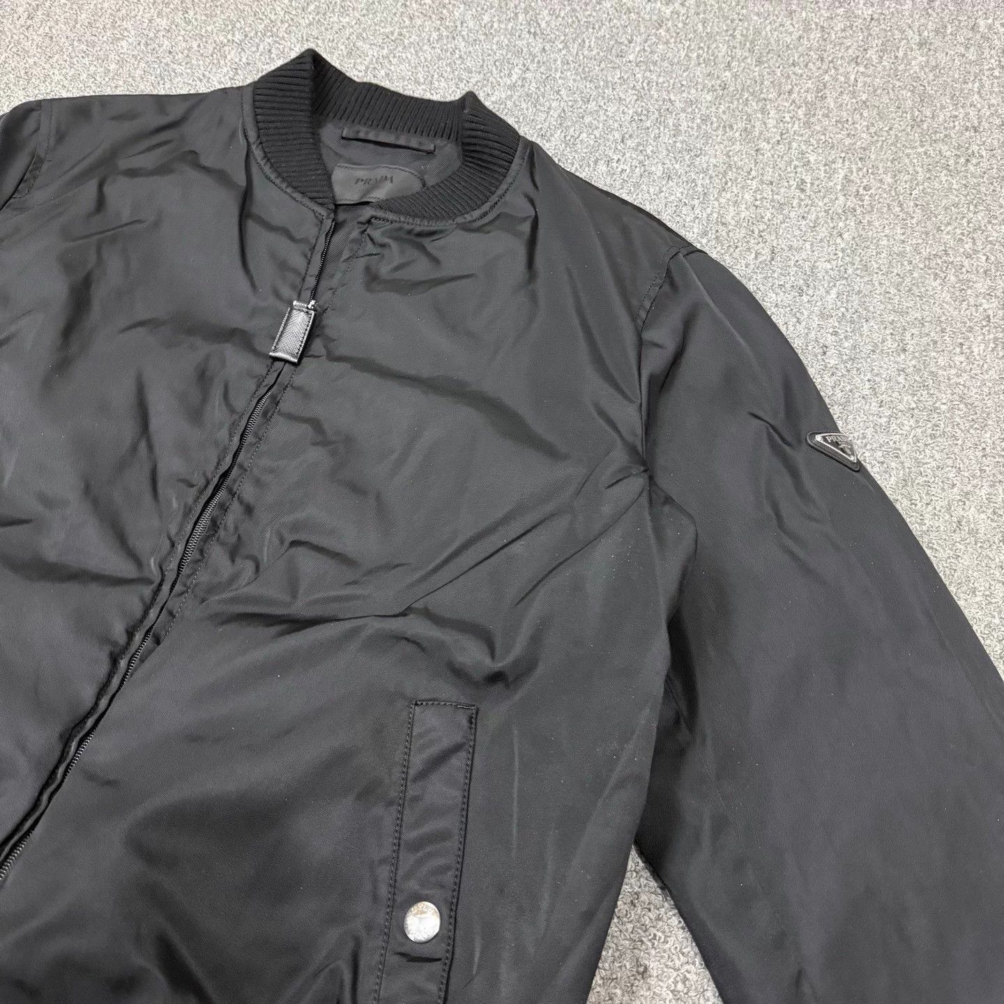 Prada Prada Black Triangle Logo Bomber Jacket IT50 Size US M / EU 48-50 / 2 - 3 Thumbnail