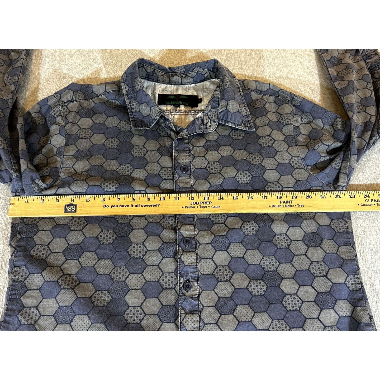 Tripp NYC TRIPP NYC Shirt Mens L Blue Honeycomb Button Long Sleeve Joker Cosplay Goth Emo Size US L / EU 52-54 / 3 - 3 Thumbnail