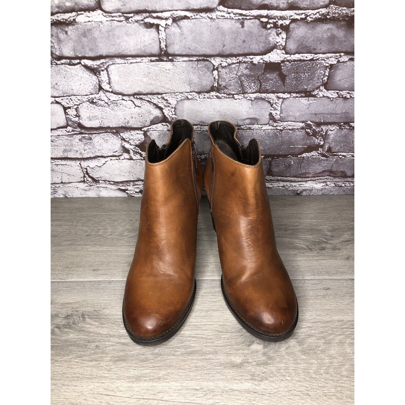 Anthropologie Krbonell Brown Ankle Double Sided Zipper Heeled Booties Boot Size US 9 / IT 39 - 2 Thumbnail