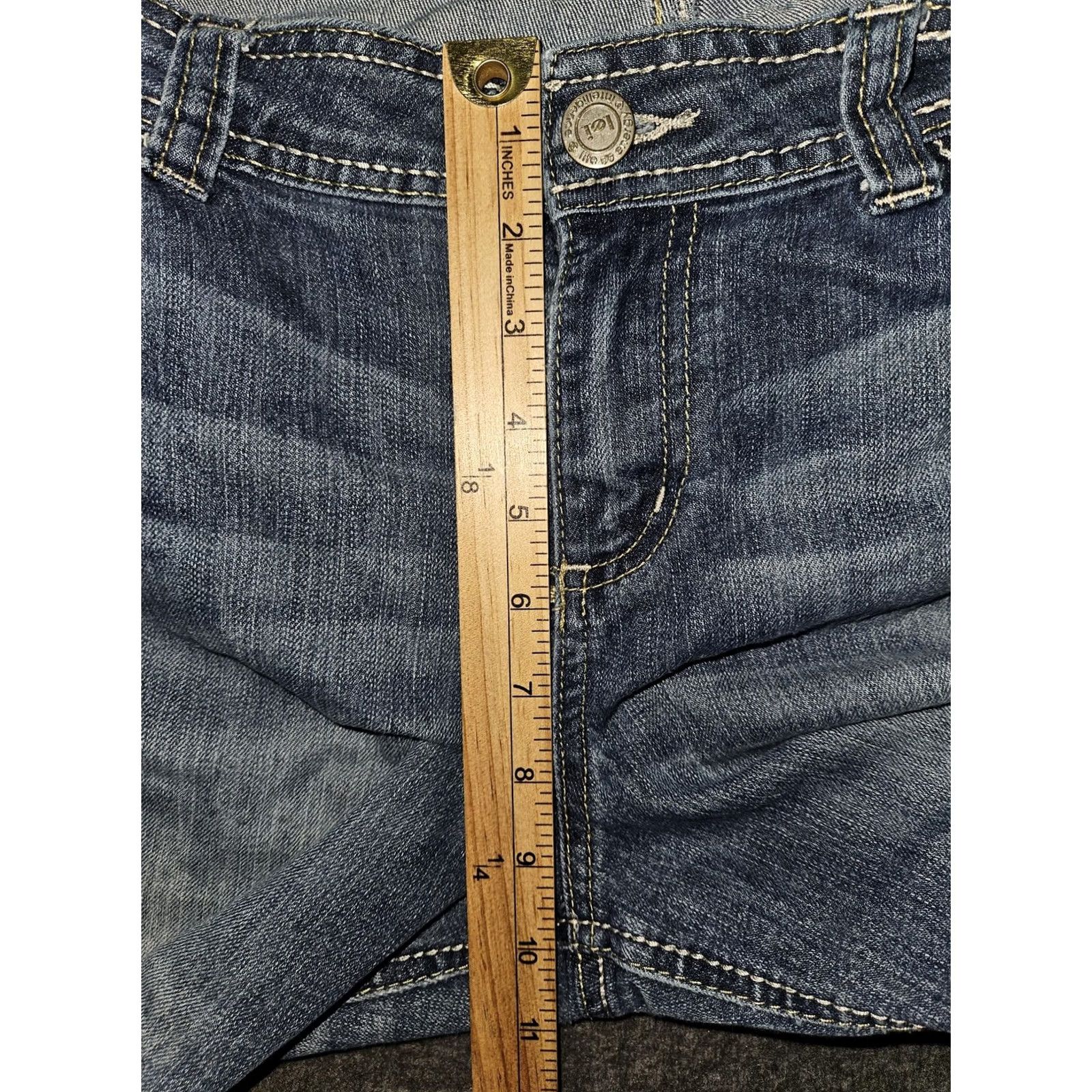 L.E.I. LEI Sophia Hipster Flare Jeans Womens 15 Short Blue Denim Flare Distressed Style Jeans Size 36" / US 14 / IT 50 - 4 Thumbnail
