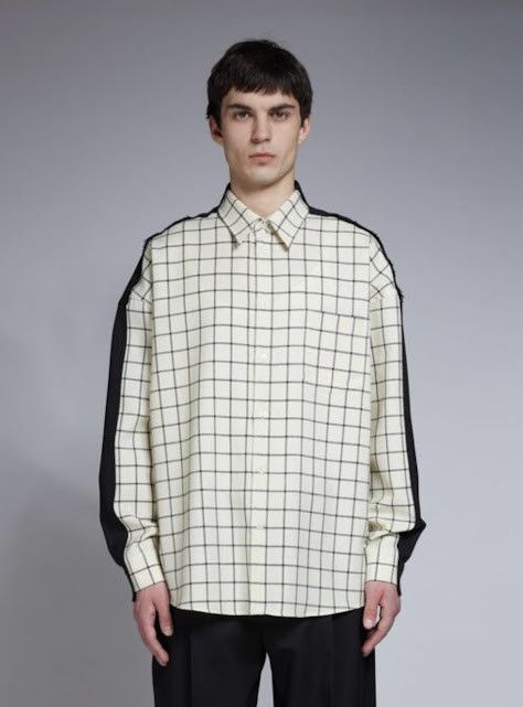 Marni o1w1db10824 Checked Wool Shirt in White Black Size US M / EU 48-50 / 2 - 2 Thumbnail