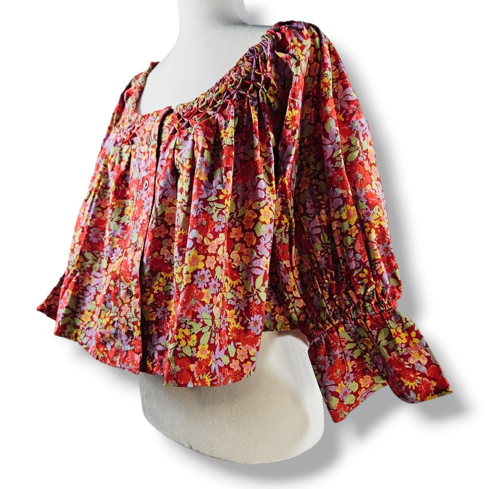Free People NWT Free People James Smock Crop Top Sz. XS [0-2] Poppy Size XS / US 0-2 / IT 36-38 - 1 Thumbnail