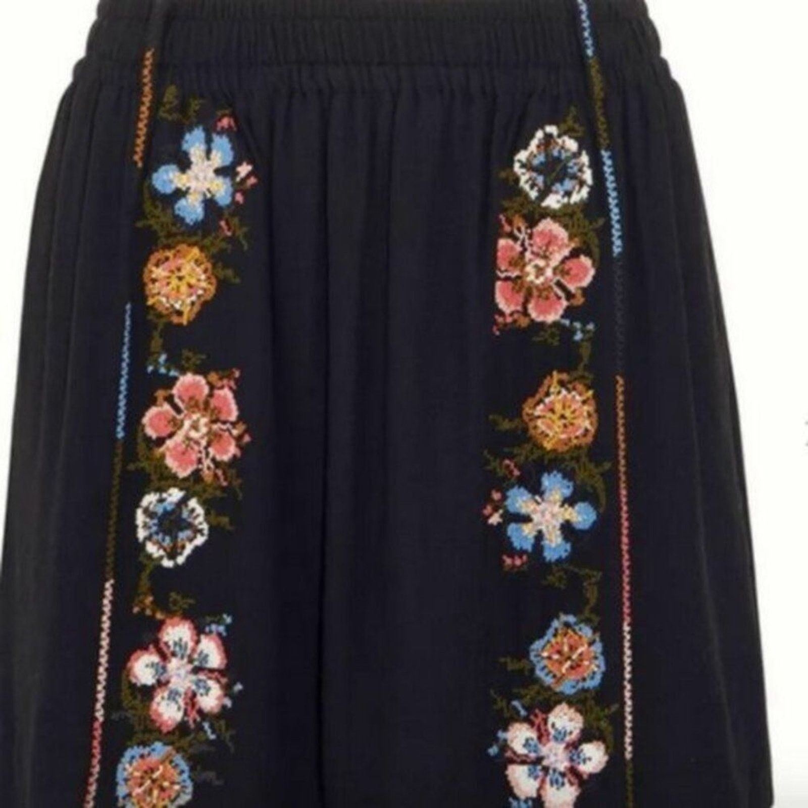 Chloe Chloe Embroidered crepe mini skirt navy size 8 Size 28" / US 6 / IT 42 - 2 Thumbnail
