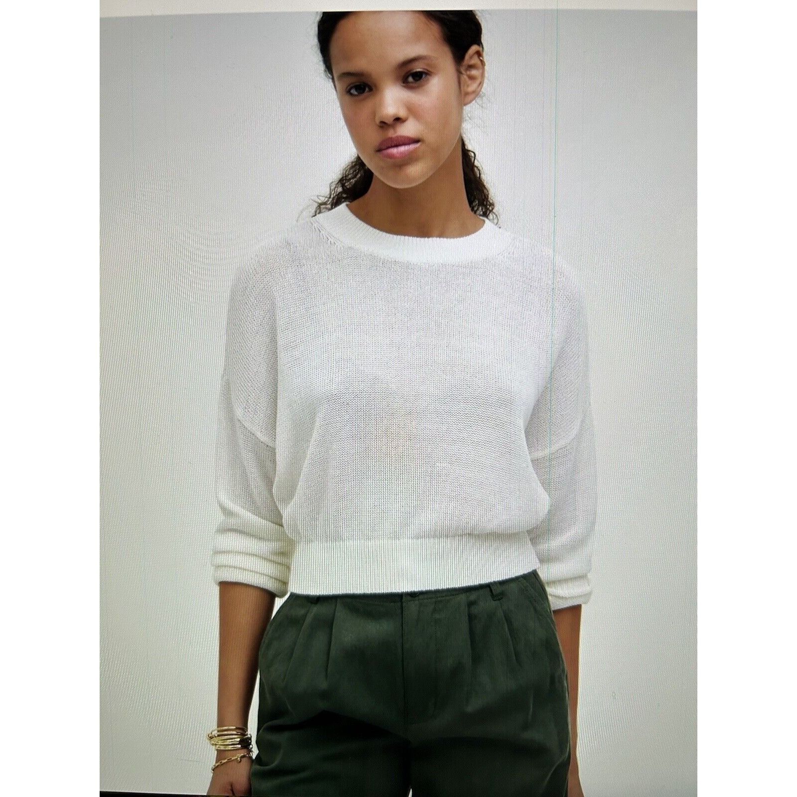 Madewell Loose Knit Crewneck Sweater in Bright Ivory Size XS