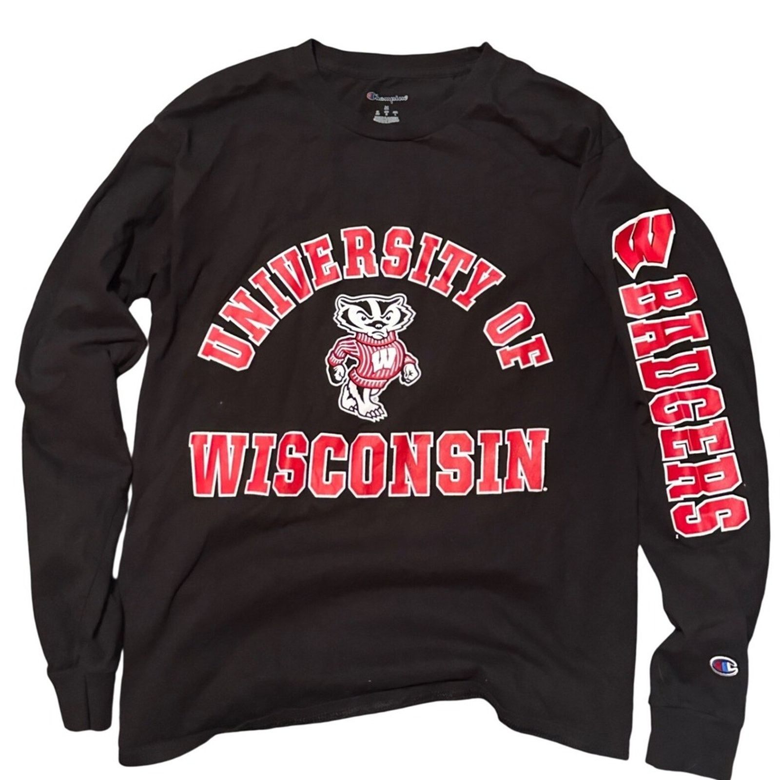 Champion Champion Wisconsin Badgers Black Long Sleeve T-Shirt Size US M / EU 48-50 / 2 - 1 Thumbnail