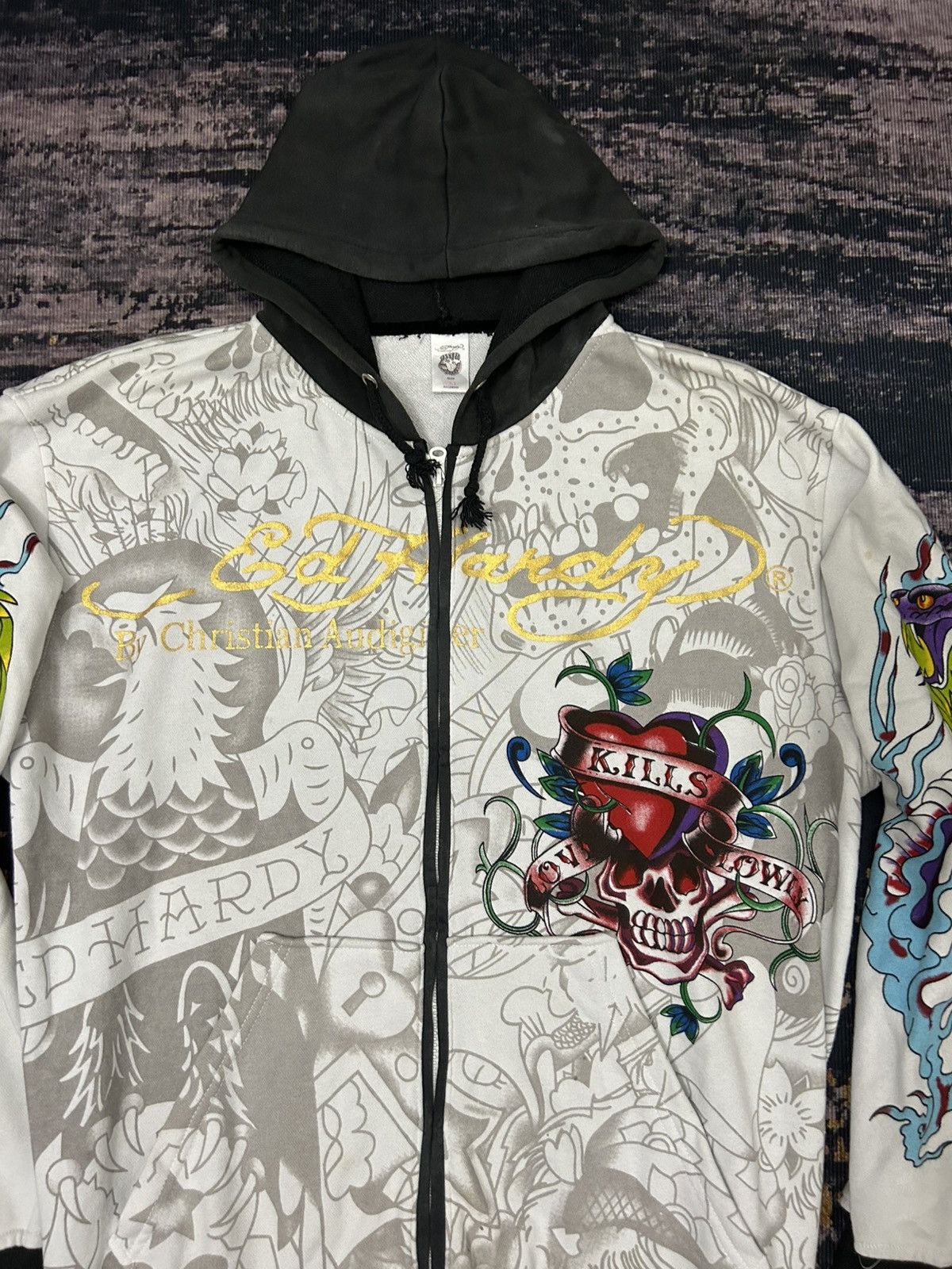 Ed Hardy Vintage Ed Hardy By Christian Audiger Zip Hoodie Size US XXL / EU 58 / 5 - 4 Thumbnail