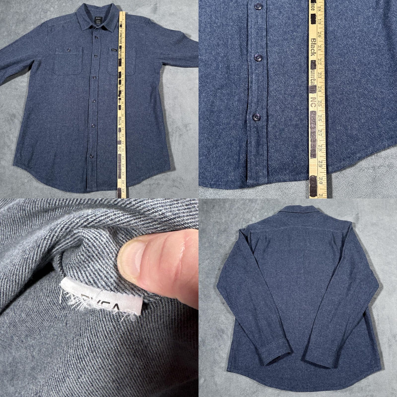 RVCA RVCA Shirt Mens Large Blue Heather Regular Fit Button Front Long Sleeve Casual Pocketed Size US L / EU 52-54 / 3 - 8 Thumbnail