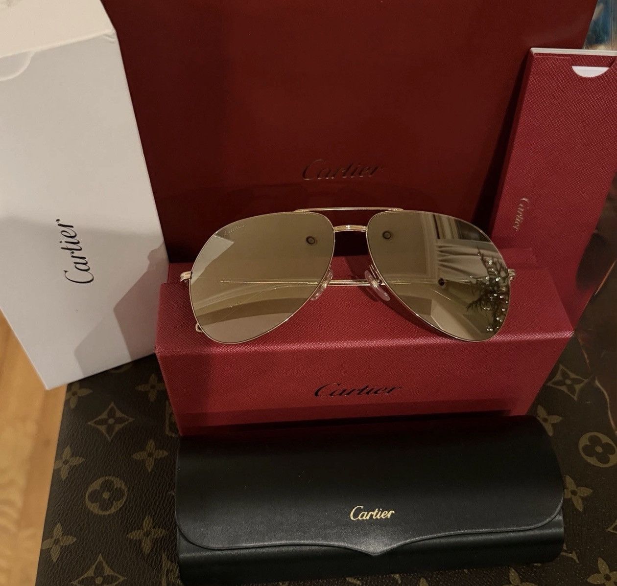 Cartier Cartier gold aviator sunglasses, CT0110S, Authentic With Box Size ONE SIZE - 3 Thumbnail