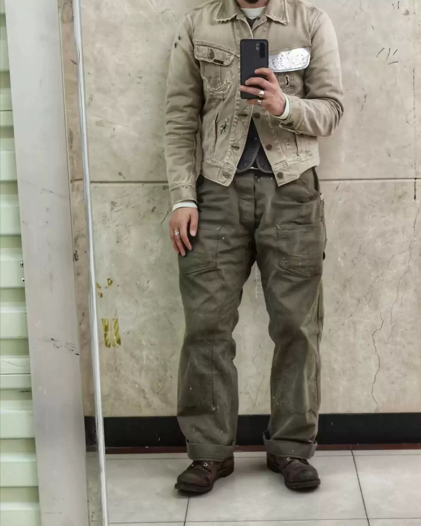 image of Freewheelers Underground 13.5Oz Gray-Green Overalls Trousers, Men's (Size 32)